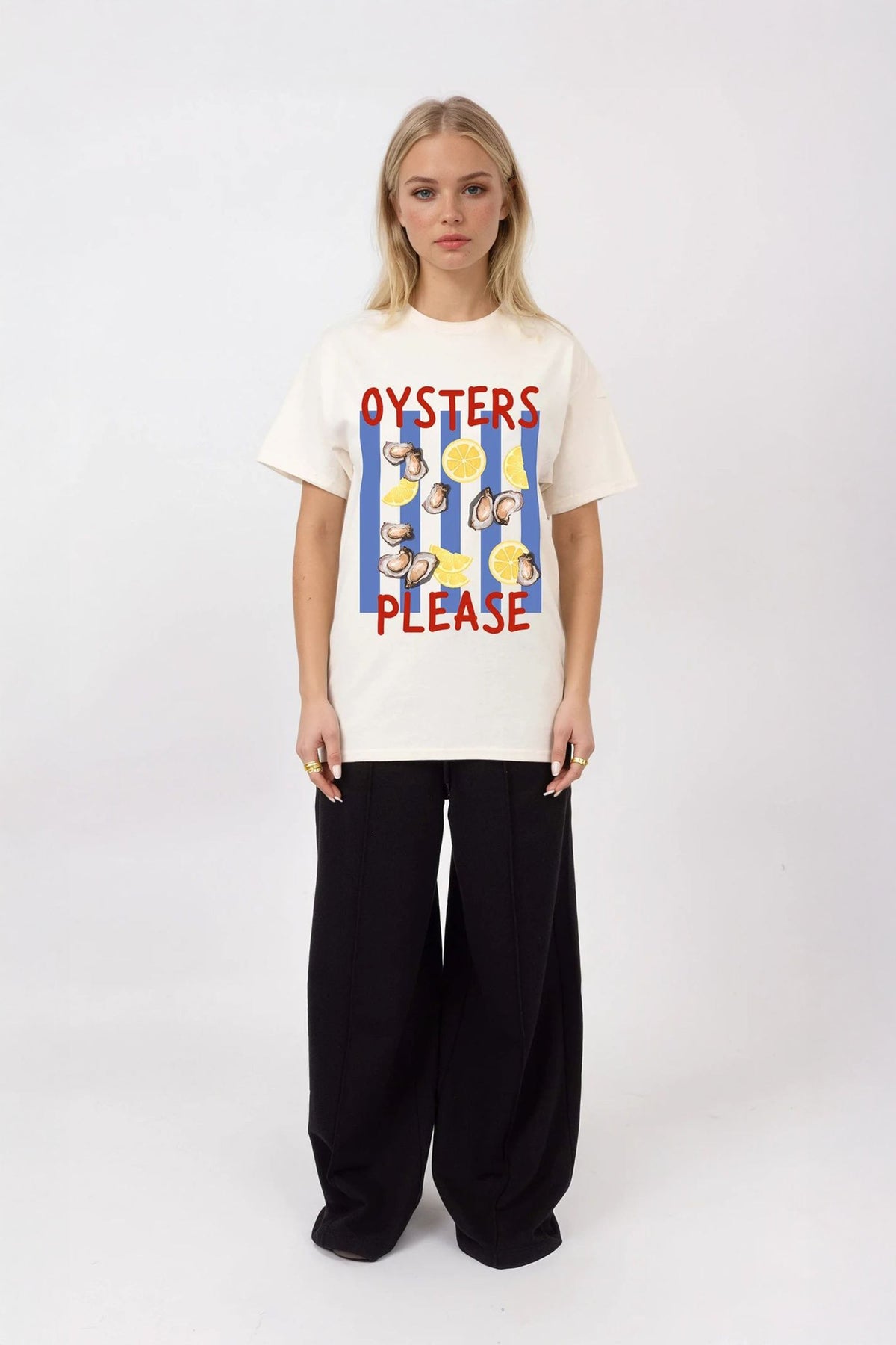 Regular Fit T-shirt in Oysters Please Seafood Print
