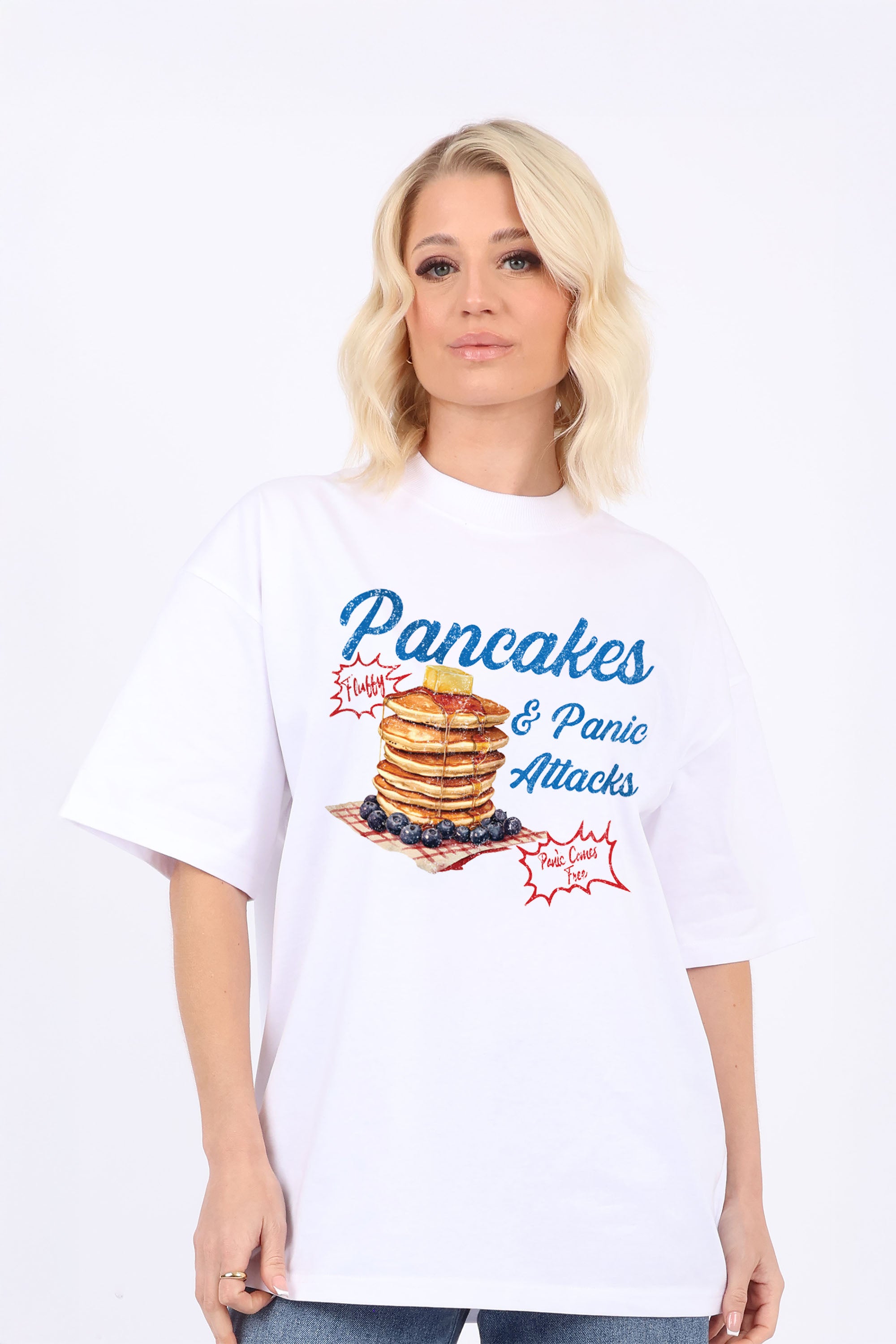 Oversized T-Shirt In Pancakes Print (Custom Pack)