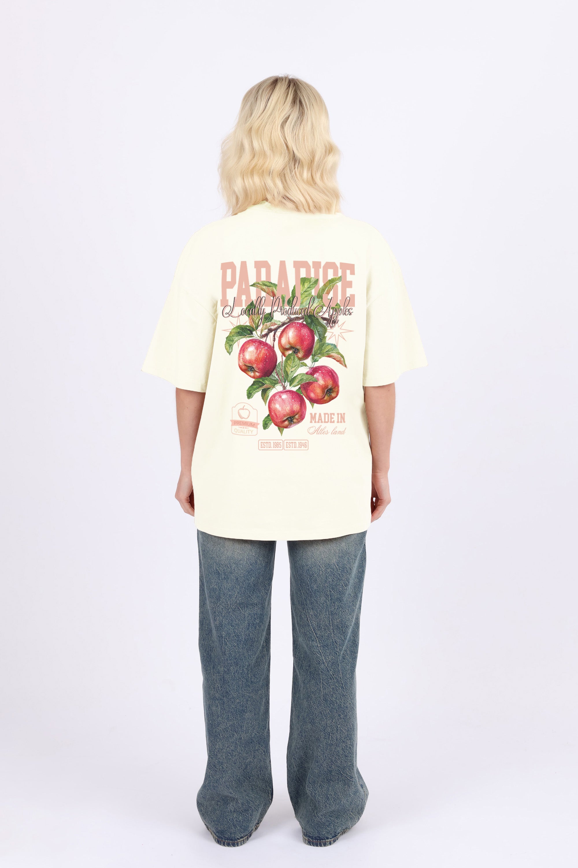 220GSM Oversized T-Shirt In Paradise Apple Print (Custom Pack)