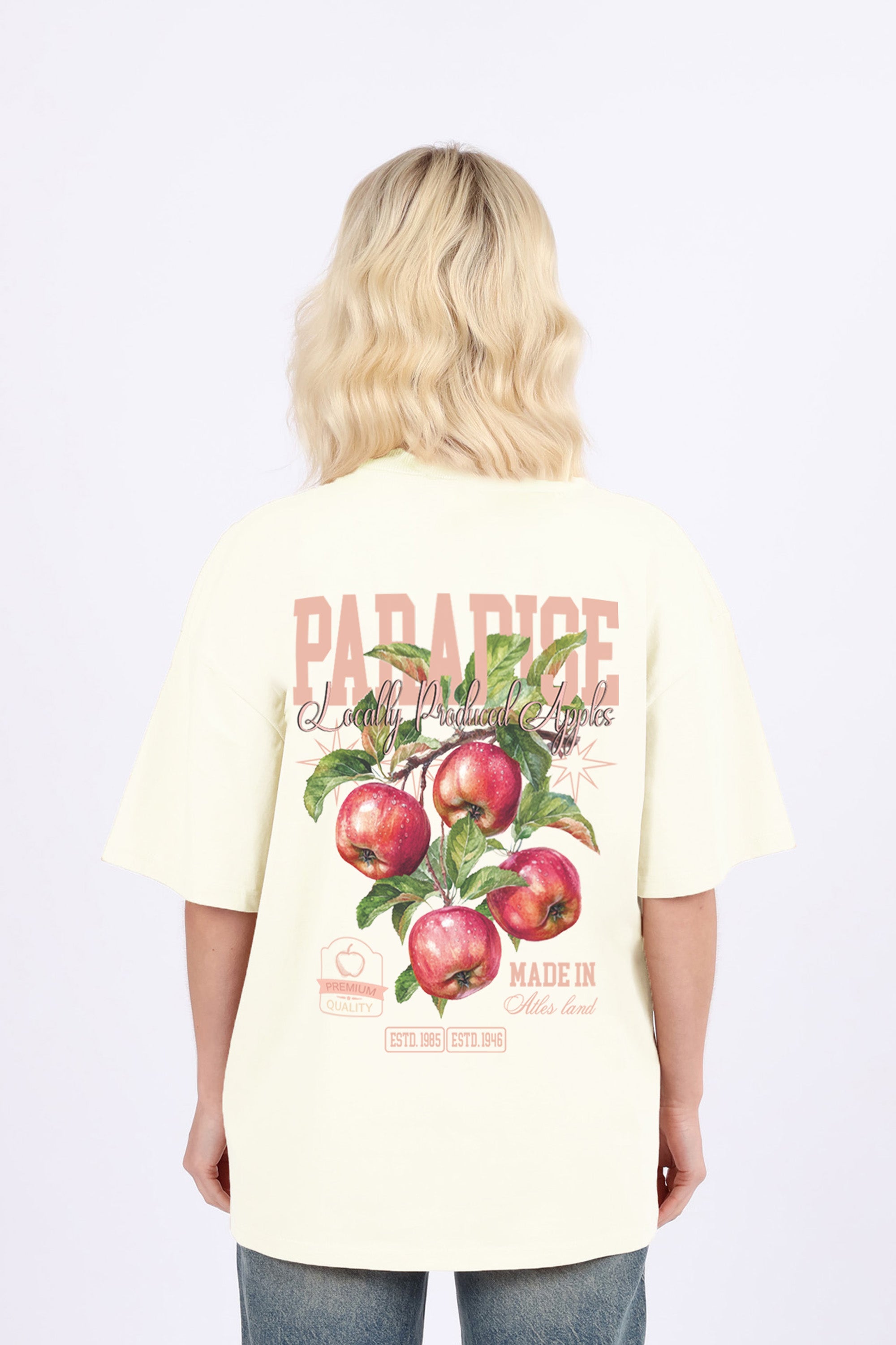 220GSM Oversized T-Shirt In Paradise Apple Print (Custom Pack)