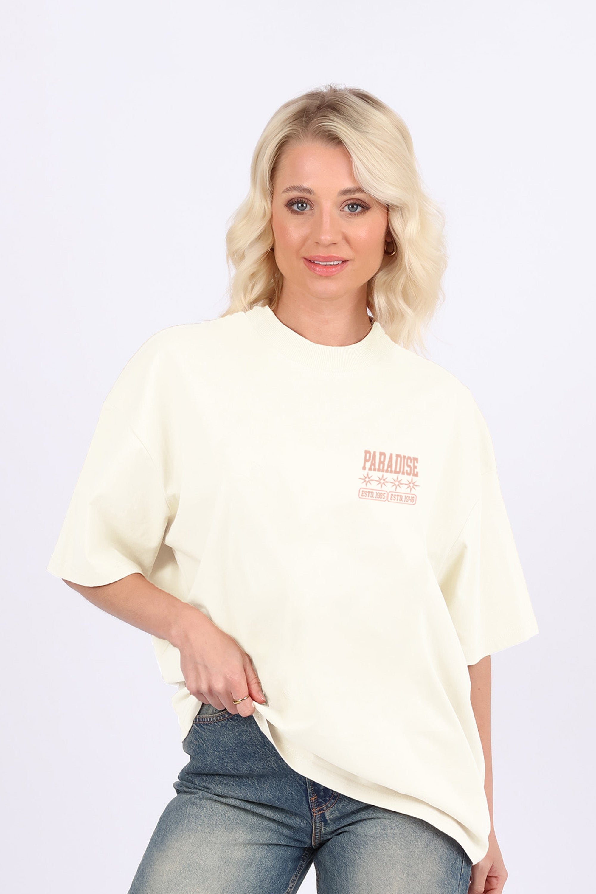 220GSM Oversized T-Shirt In Paradise Apple Print (Custom Pack)