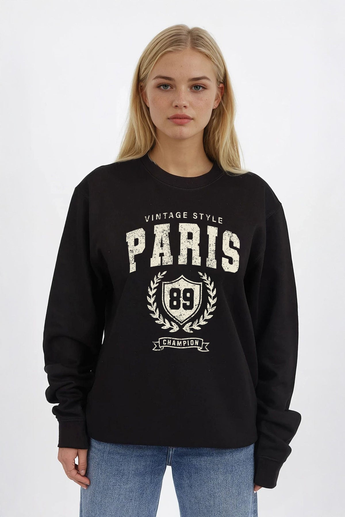 Vintage Style Paris Printed Sweatshirt