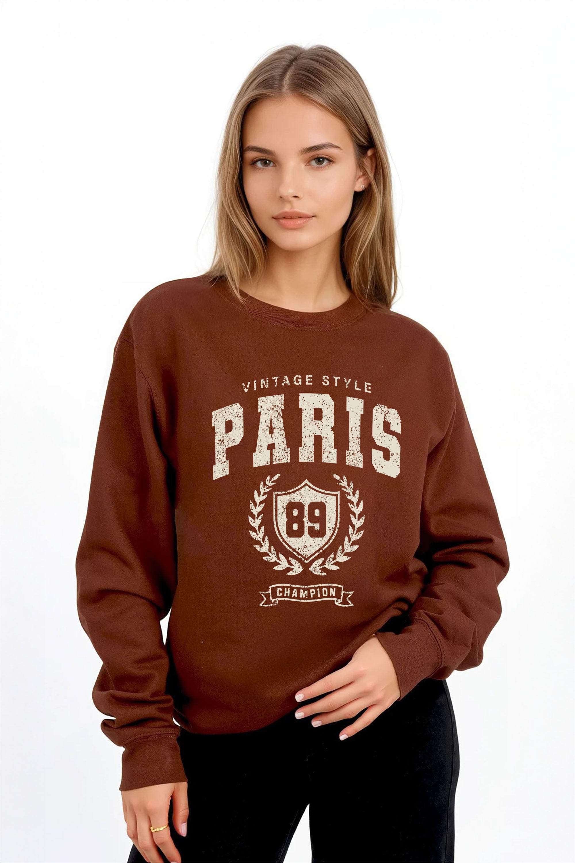 Vintage Style Paris Printed Sweatshirt