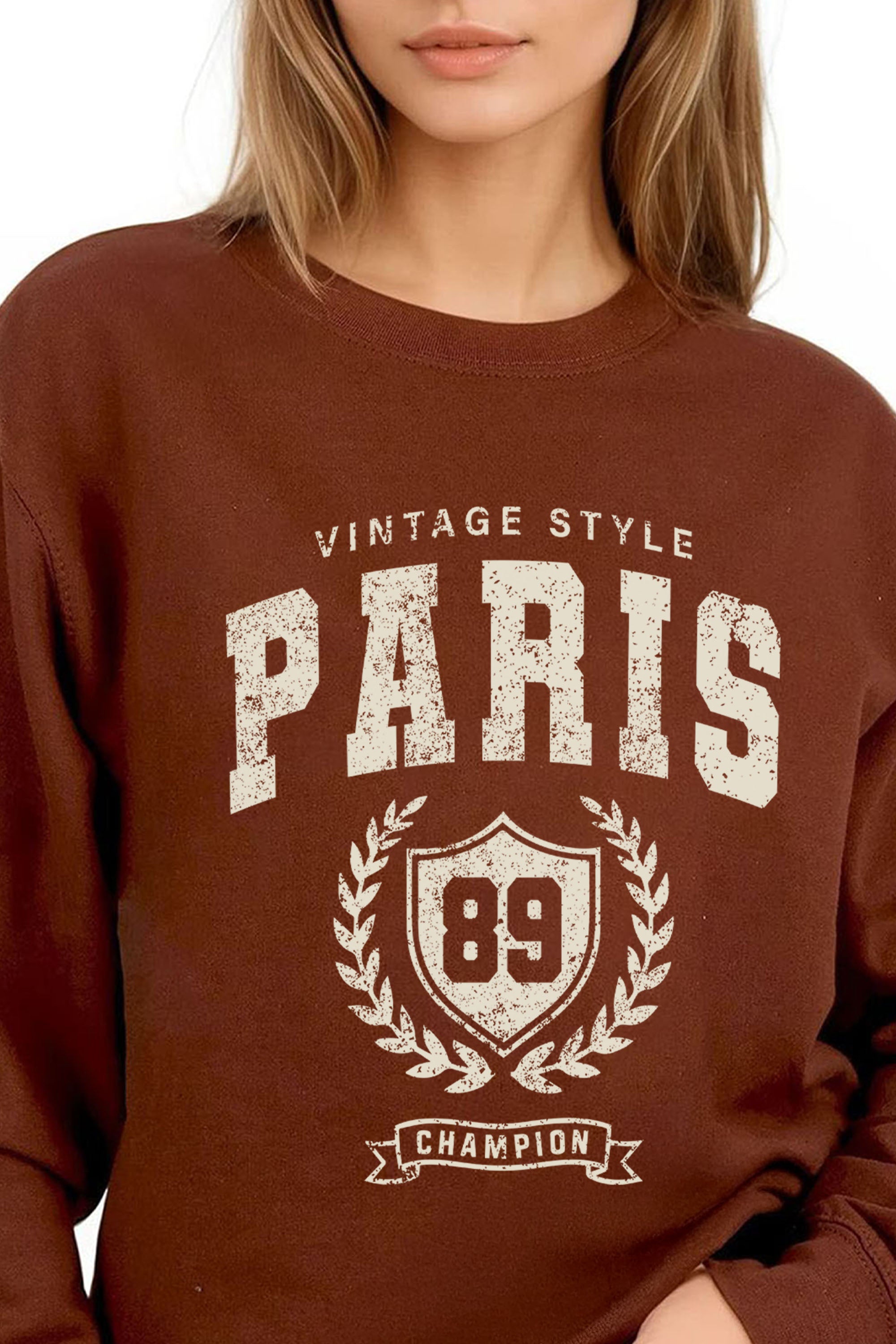 Vintage Style Paris Printed Sweatshirt