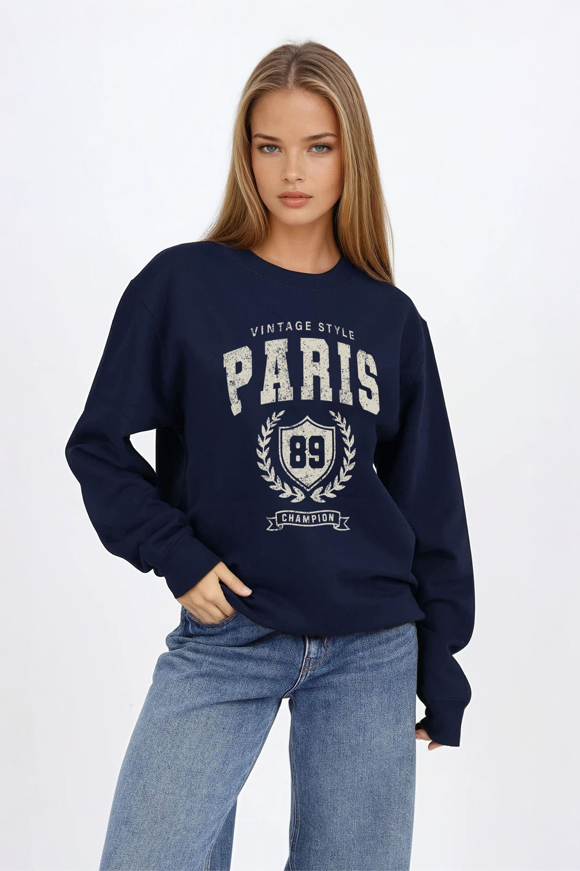 Vintage Style Paris Printed Sweatshirt