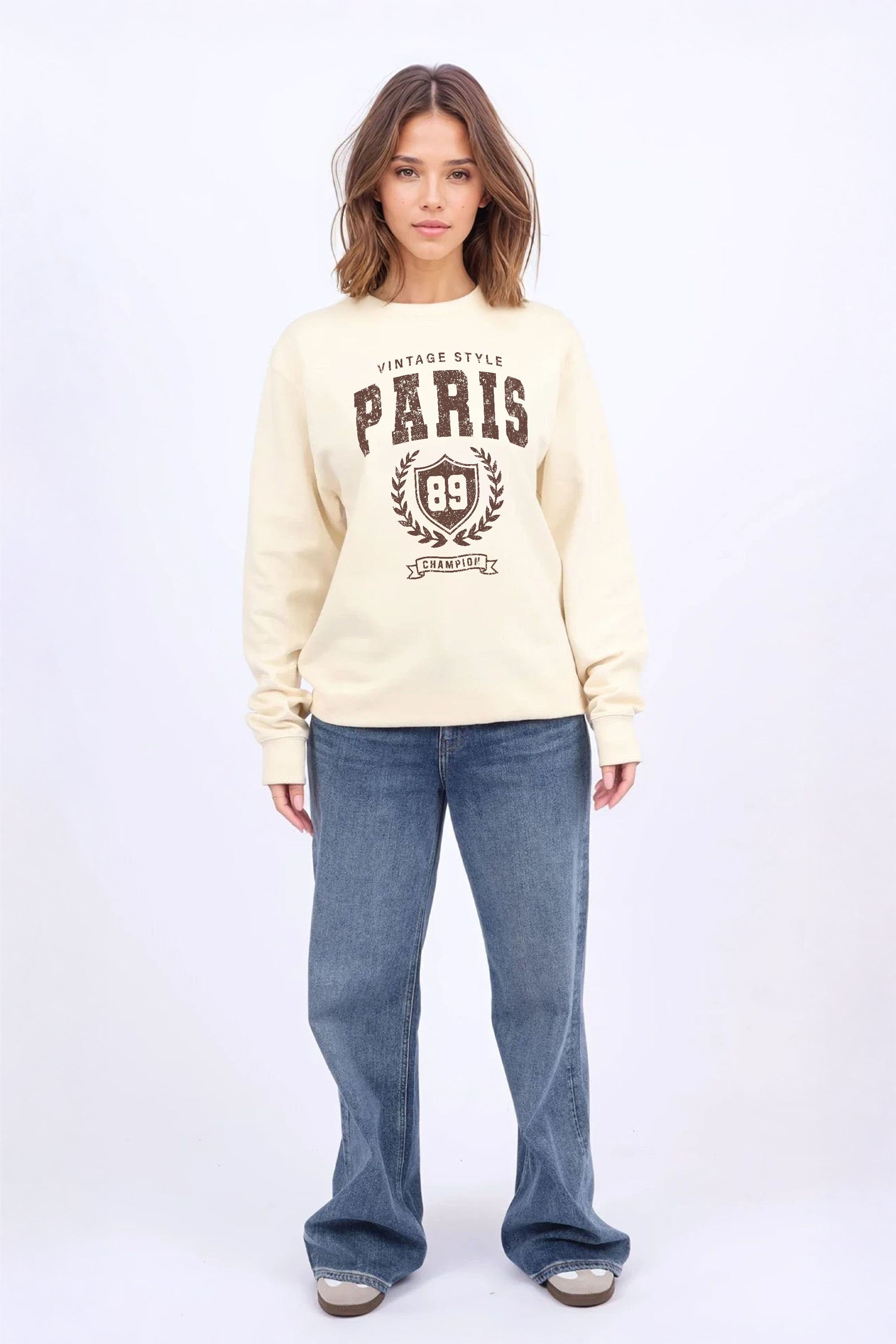 Vintage Style Paris Printed Sweatshirt
