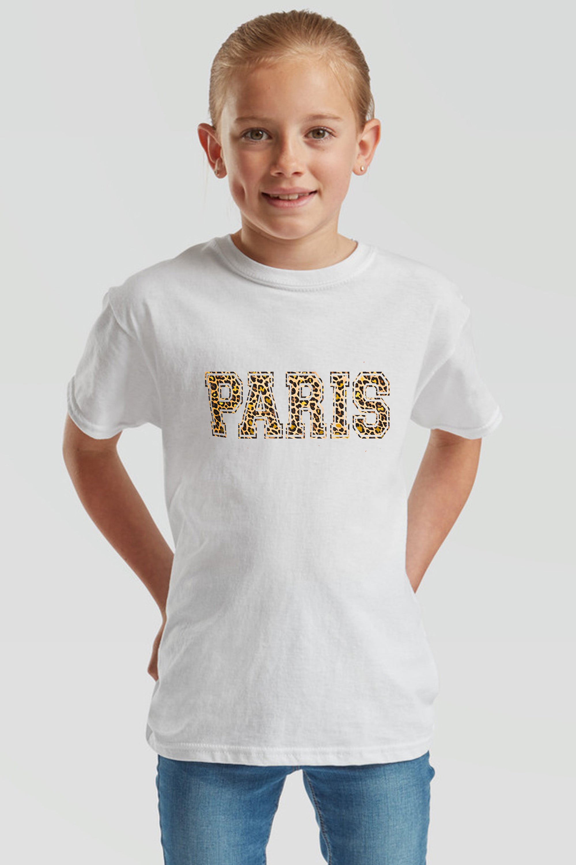 Kids Paris Leopard Foil Printed T-Shirt