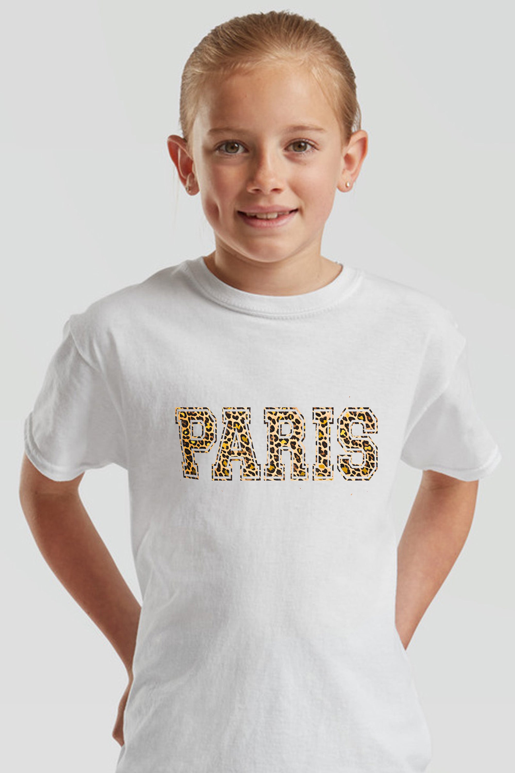 Kids Paris Leopard Foil Printed T-Shirt