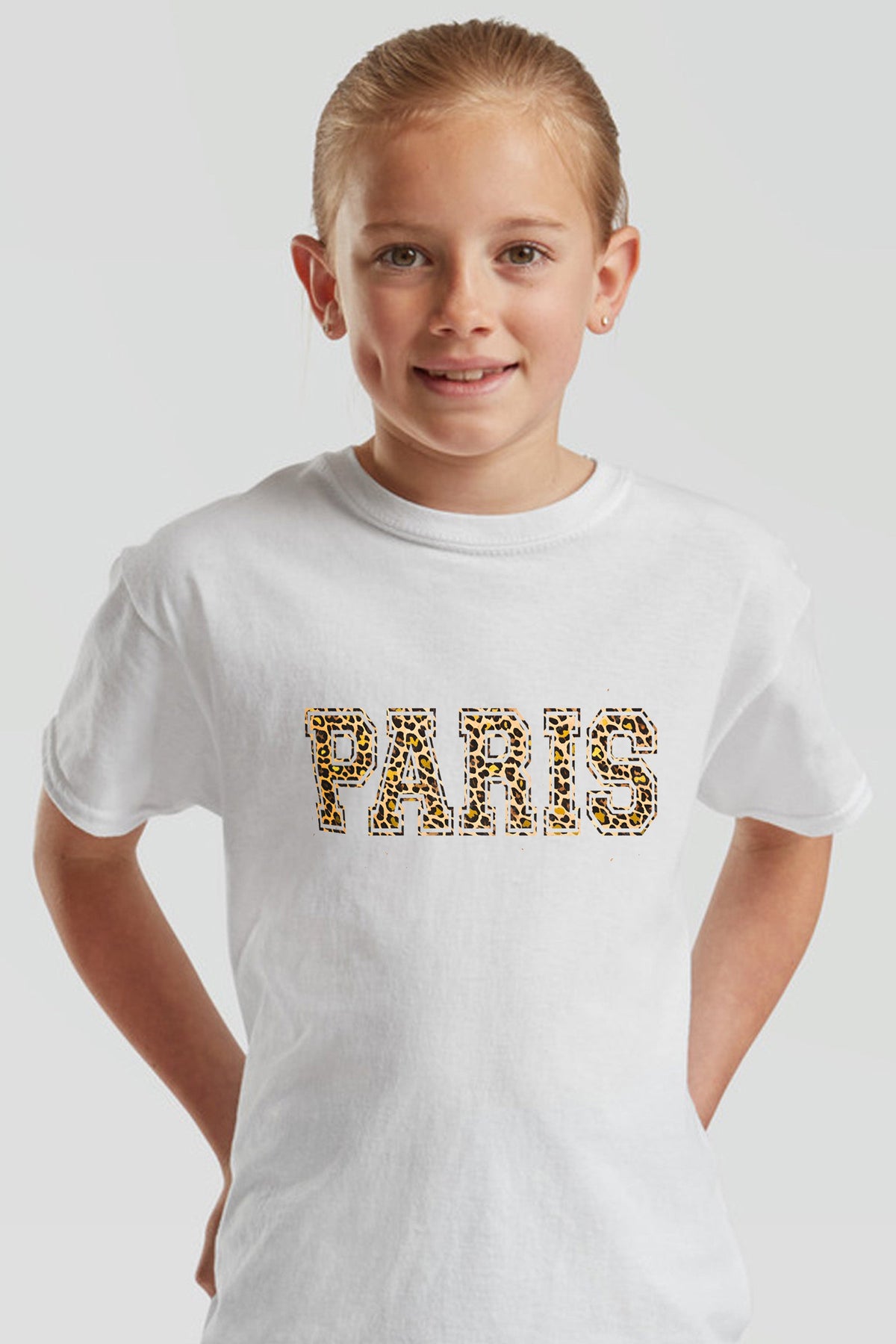 Kids Paris Leopard Foil Printed T-Shirt