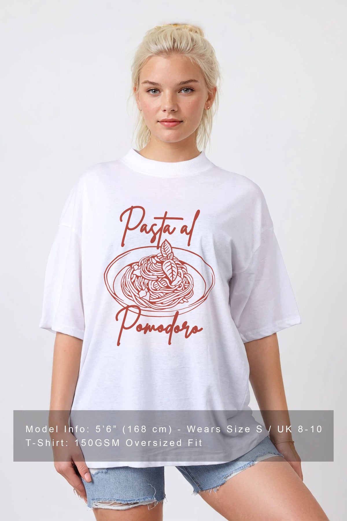 150GSM Oversized T-Shirts in Pasta Food Print