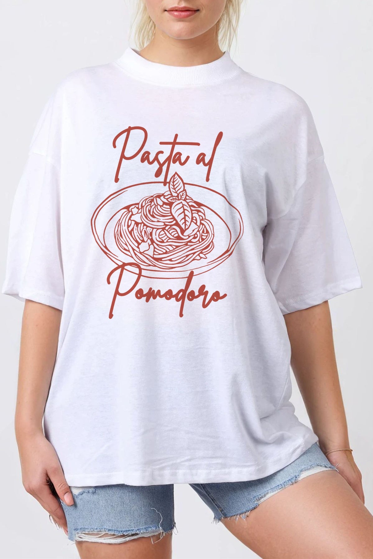 150GSM Oversized T-Shirts in Pasta Food Print