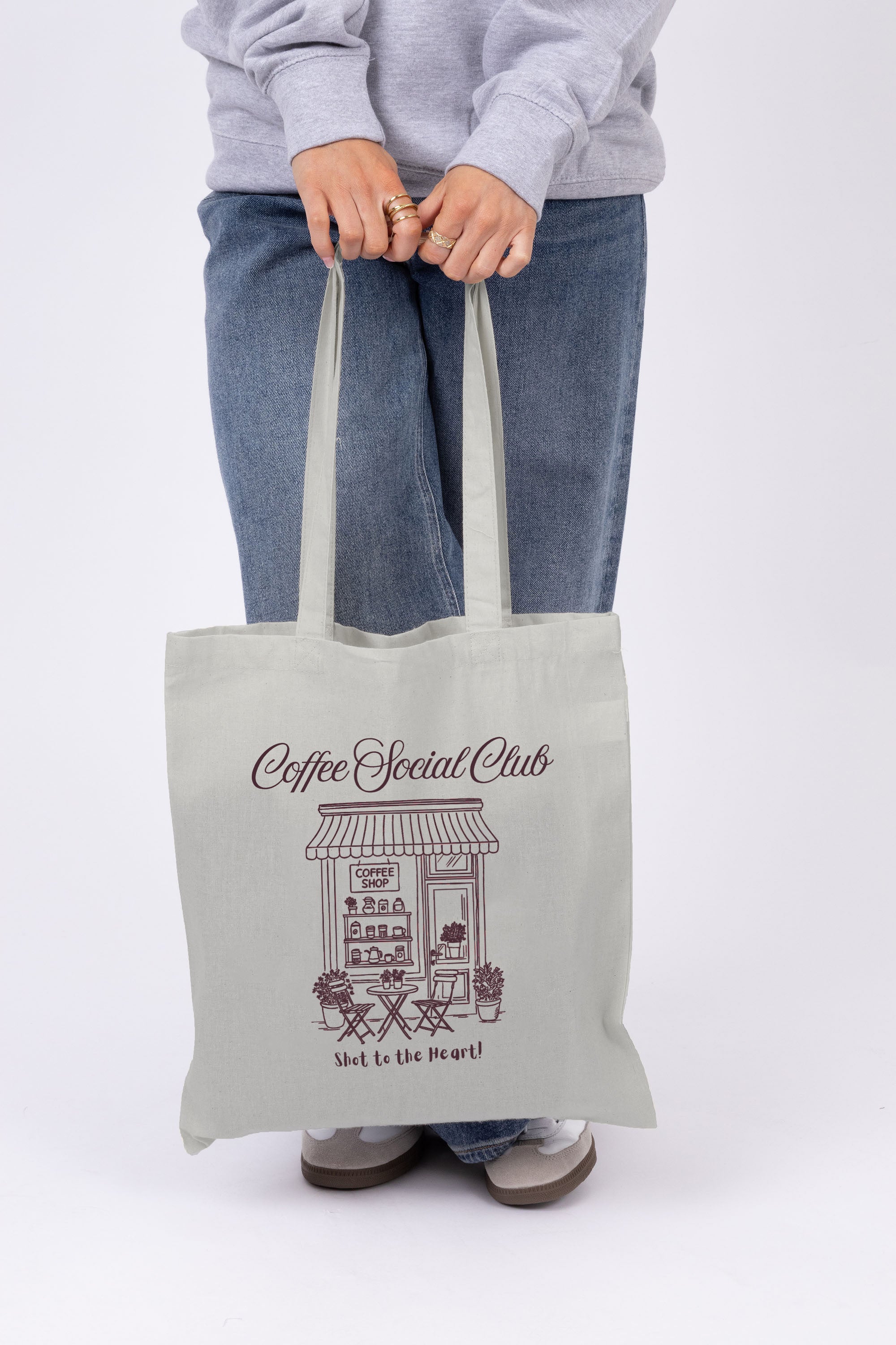 Coffee Social Club Printed Cotton Tote Bag