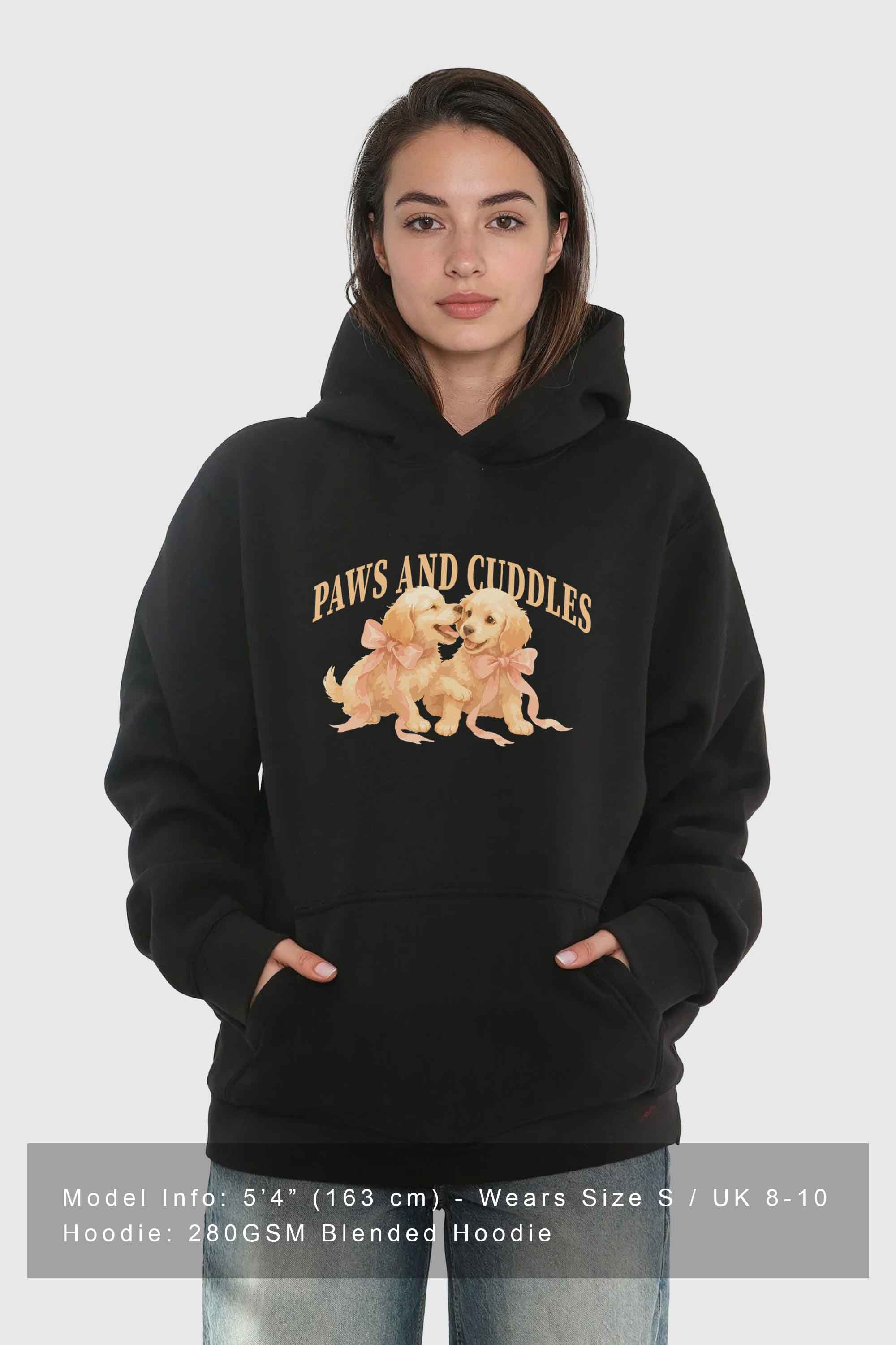 Unisex 280GSM Blended Paws and Cuddles Puppies Printed Hoodie