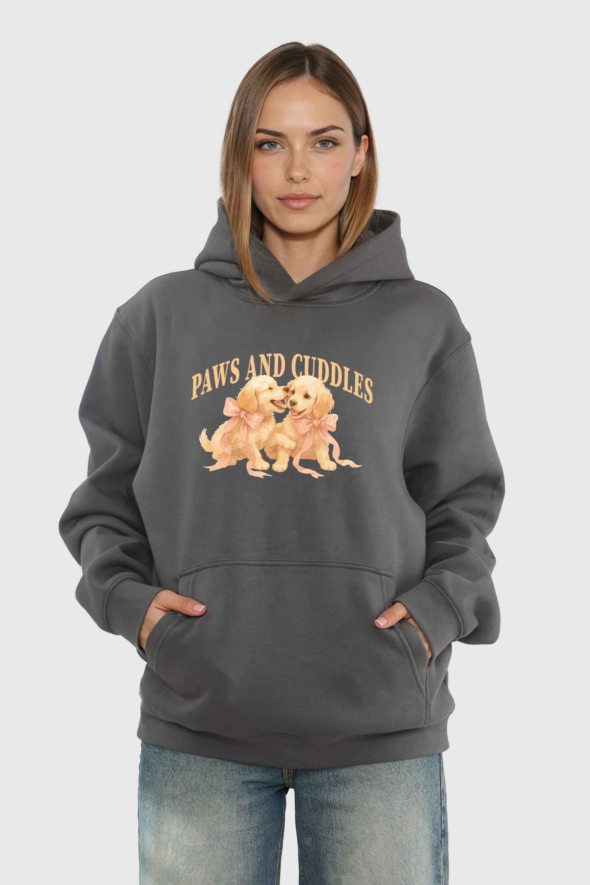 Unisex 280GSM Blended Paws and Cuddles Puppies Printed Hoodie