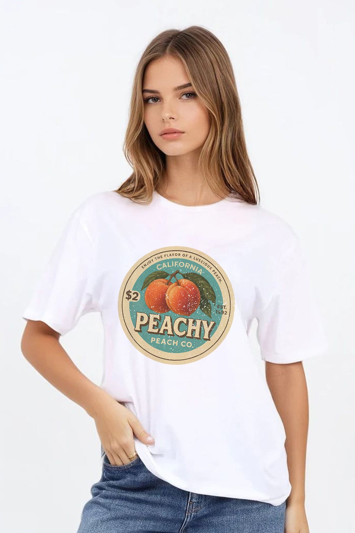 Regular Fit T-shirt in California Peachy Print