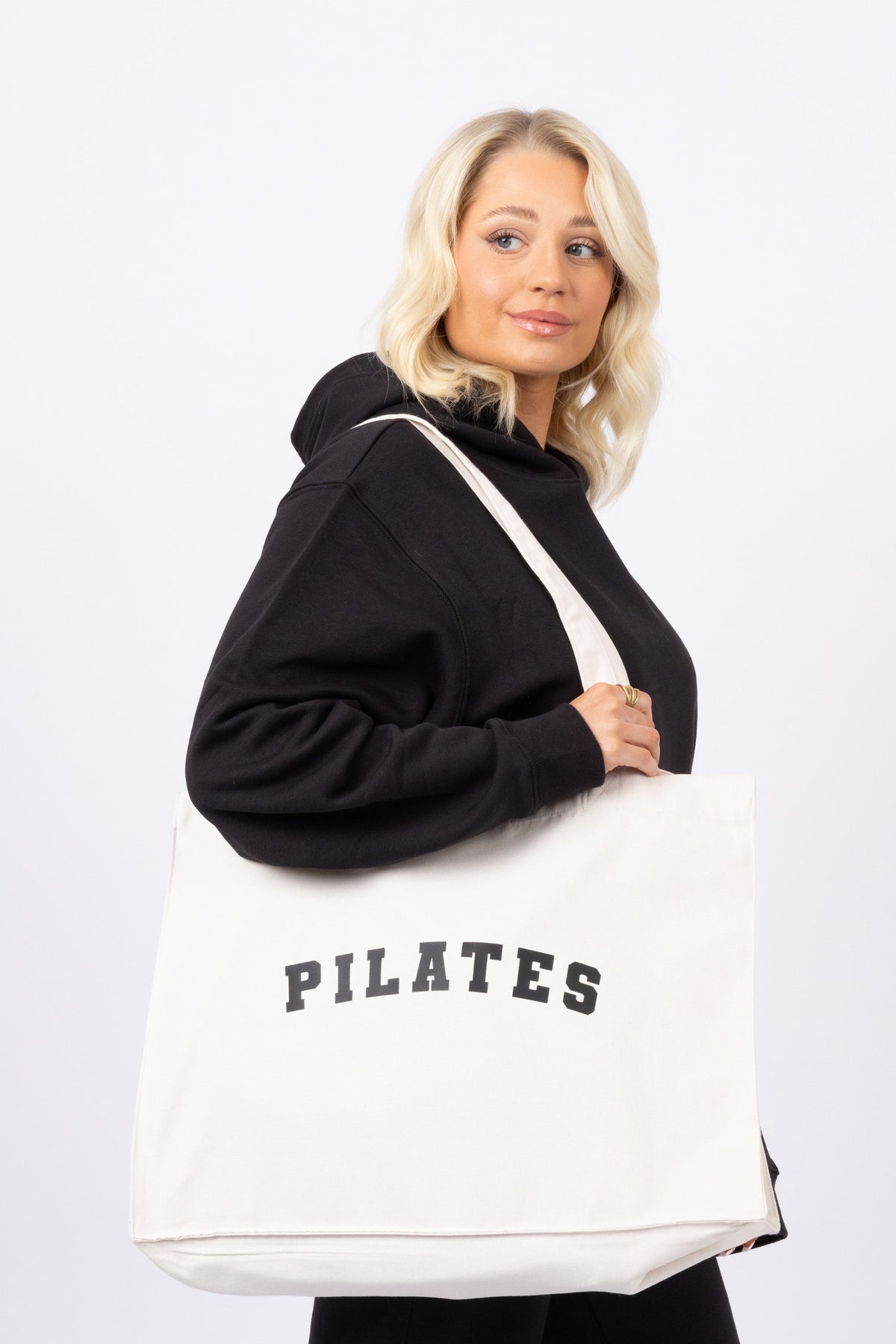 Pilates Printed Woven Shopping Tote Bag