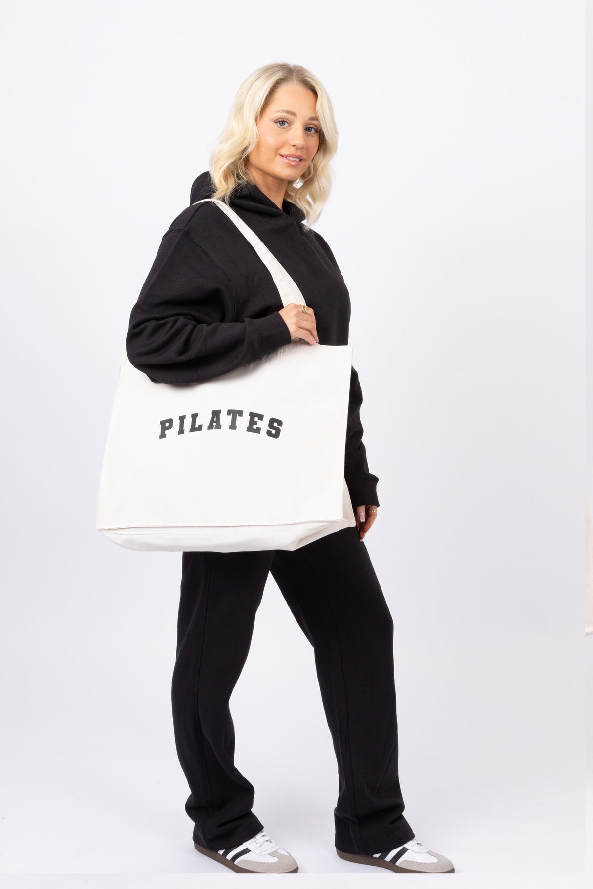Pilates Printed Woven Shopping Tote Bag