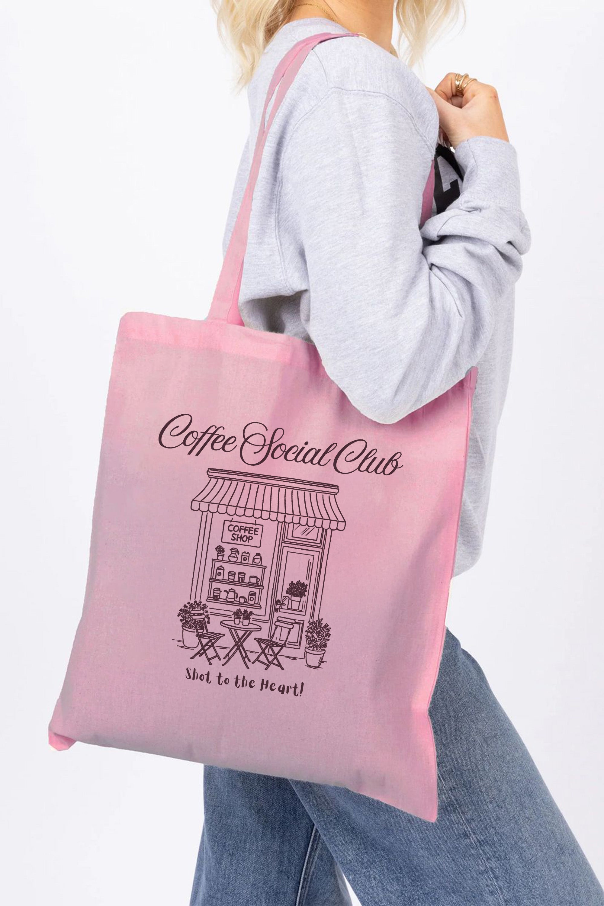 Coffee Social Club Printed Cotton Tote Bag
