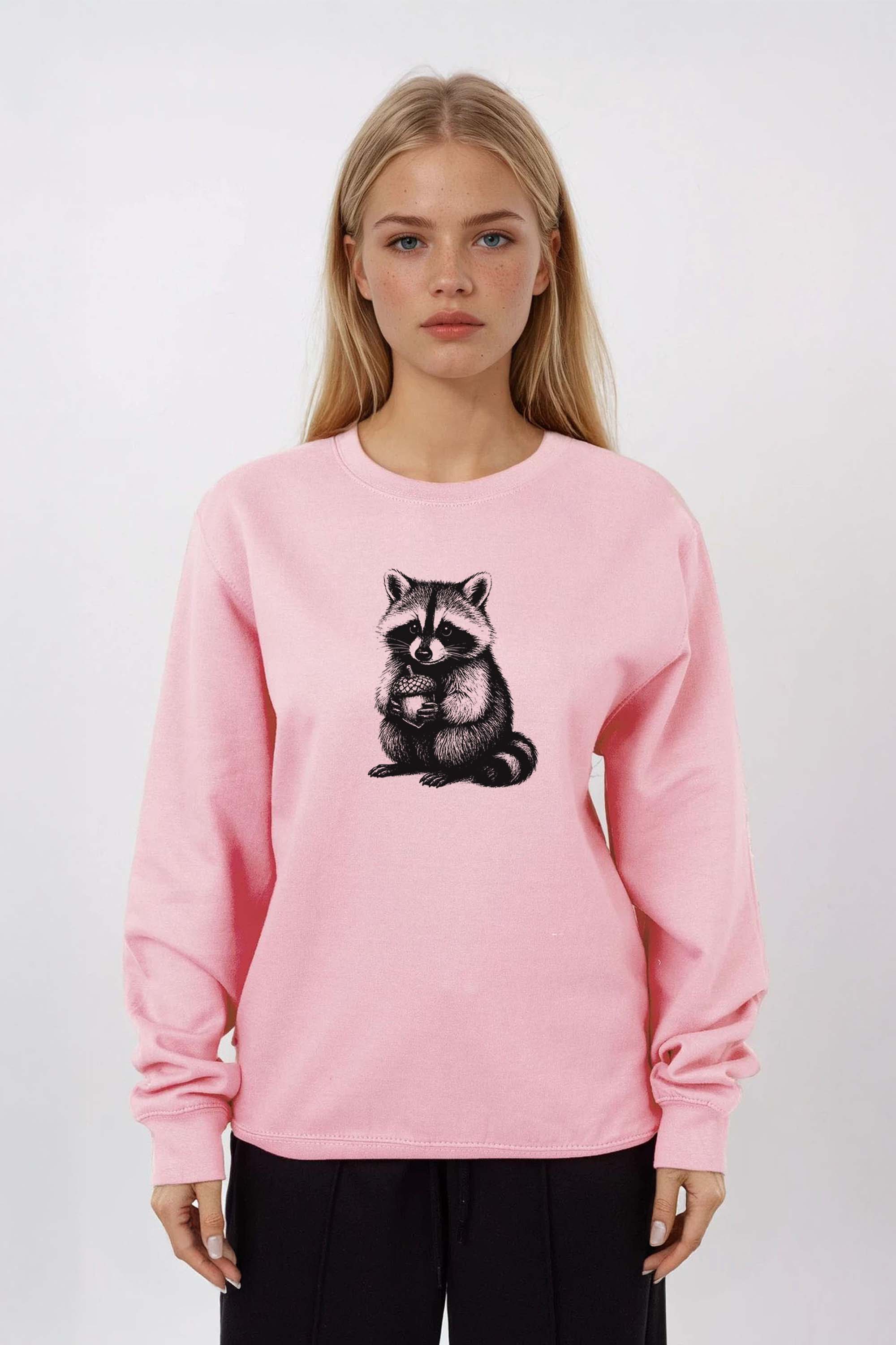 Raccoon Line Art Printed Sweatshirt