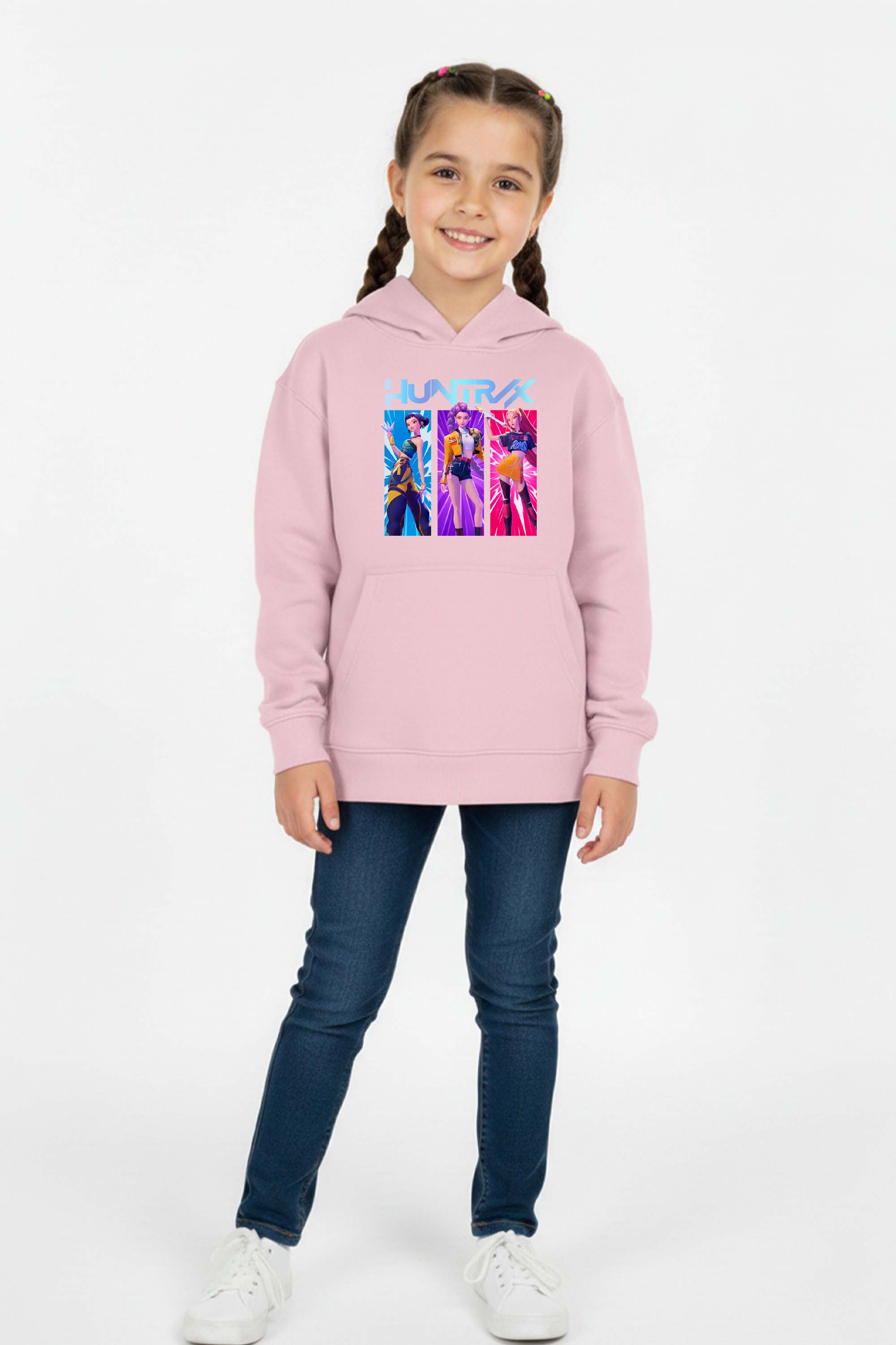 Kids K-Pop Girl Trio Graphic Printed Hoodie