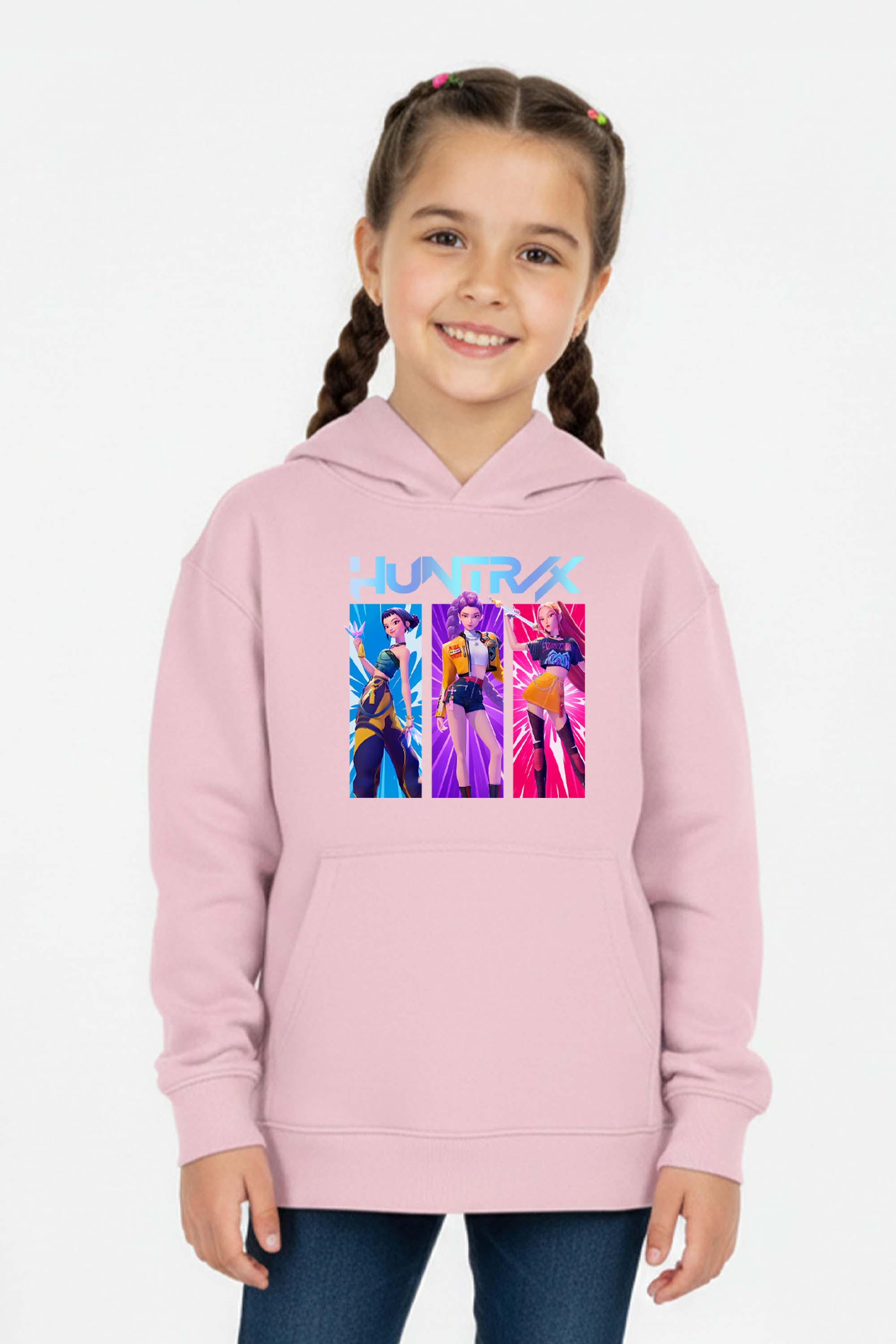 Kids K-Pop Girl Trio Graphic Printed Hoodie