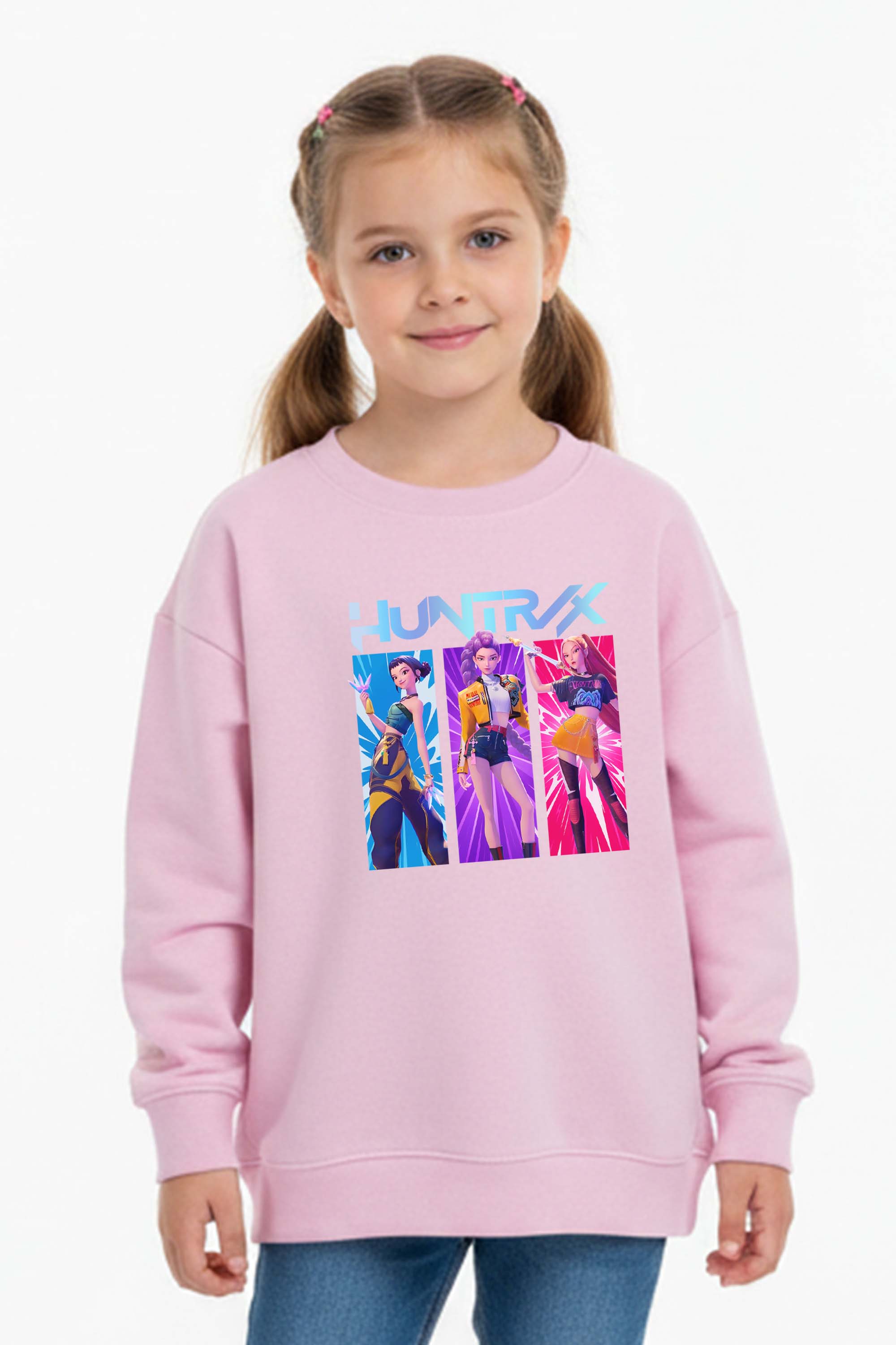 Kids K-Pop Girl Trio Graphic Printed Sweatshirt