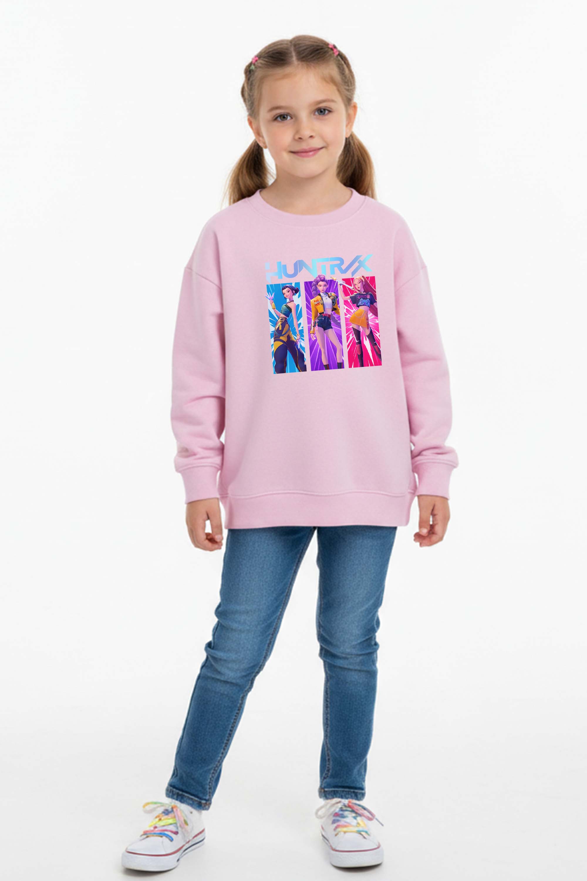 Kids K-Pop Girl Trio Graphic Printed Sweatshirt