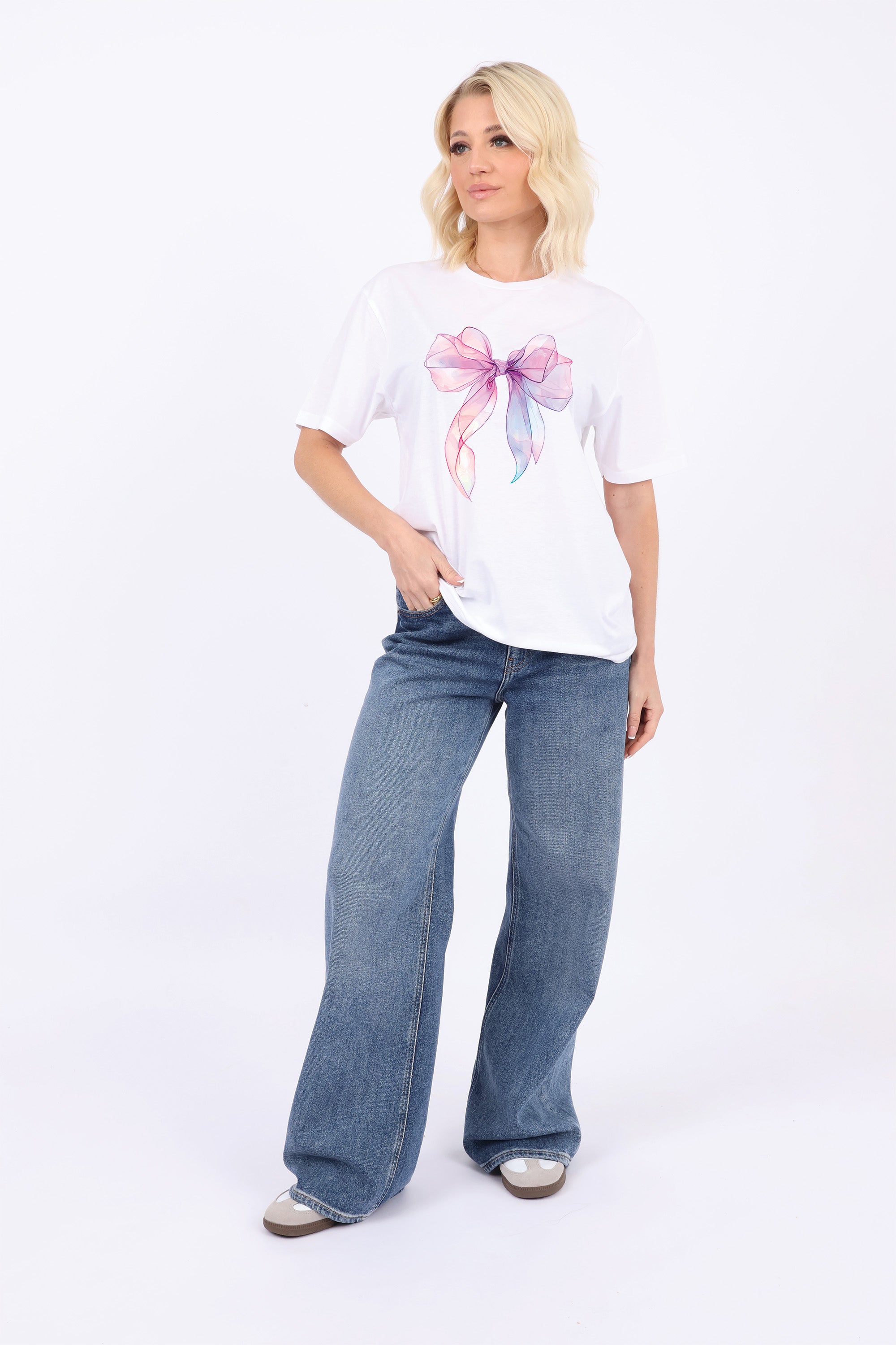Multi Color Translucent Bow Printed T-Shirt