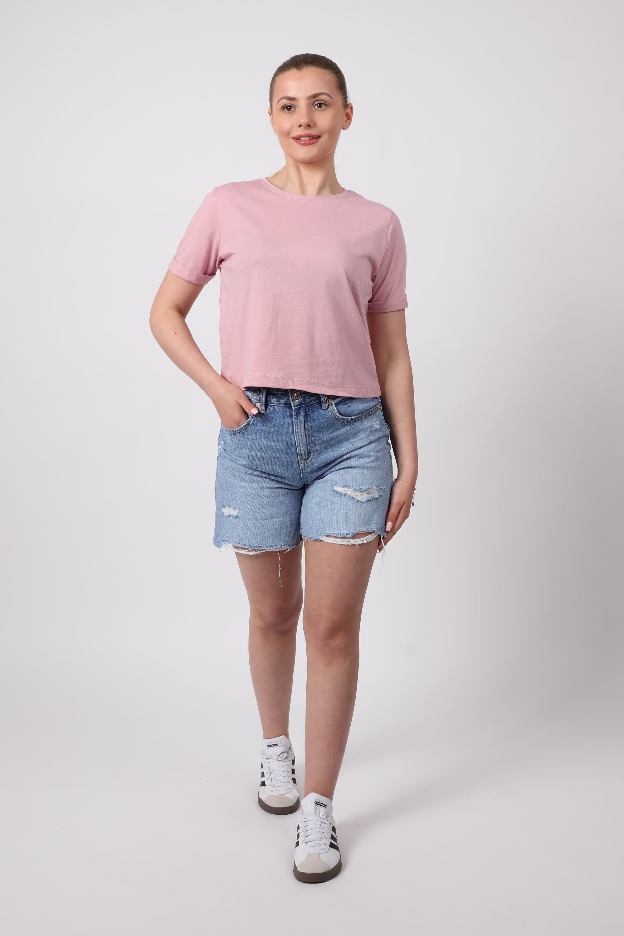 Cropped Plain T-Shirt (Pack Of 6)
