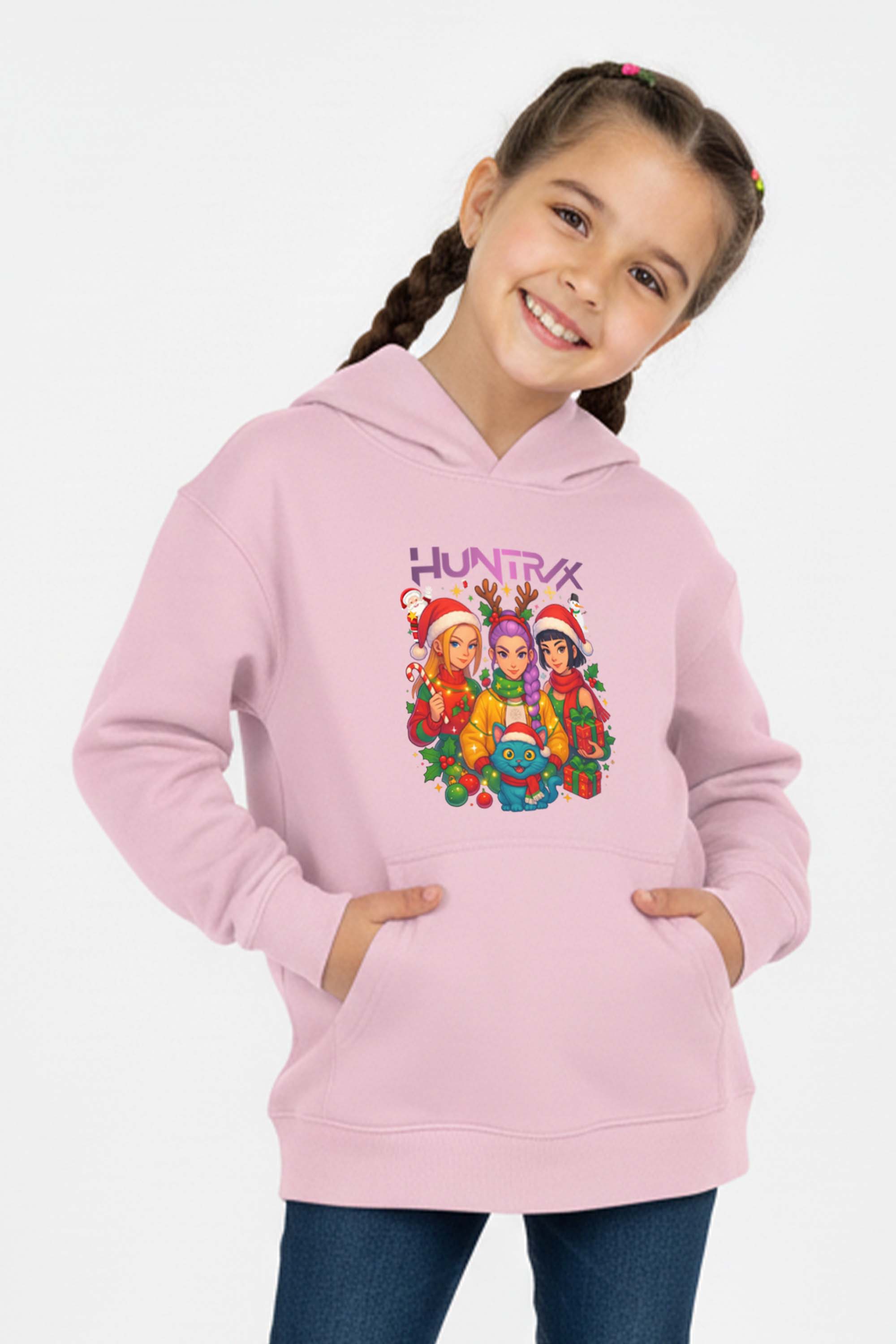 Kids K-Pop Christmas Squad Graphic Printed Hoodie