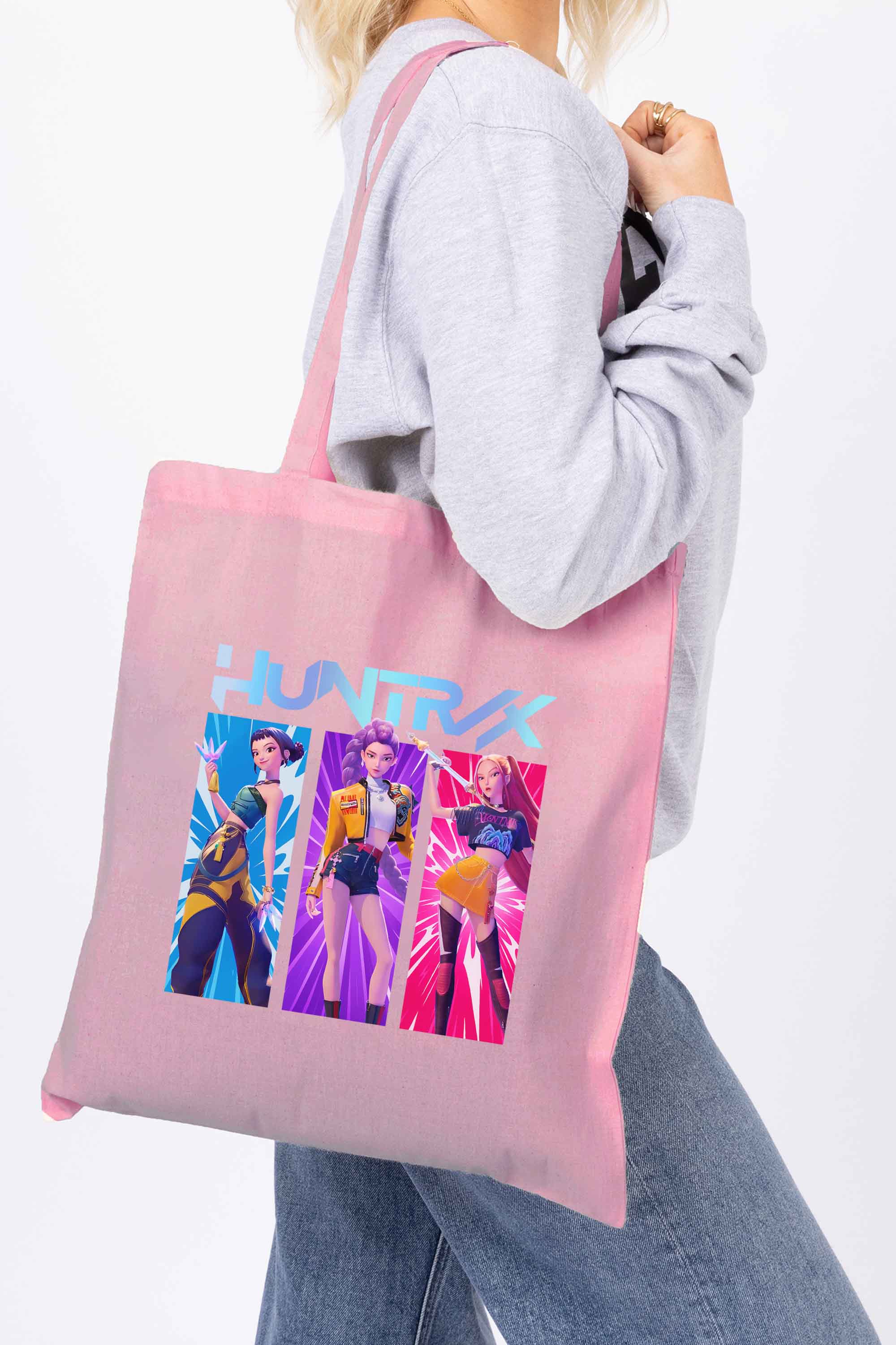 K-Pop Girl Trio Graphic Printed Cotton Tote Bag