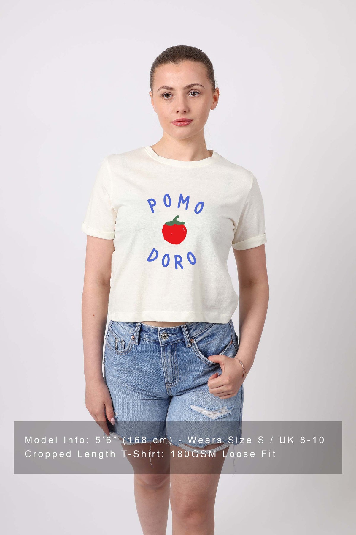 Cropped T-Shirt In Pomo Doro Tomato Print (Pack Of 6)