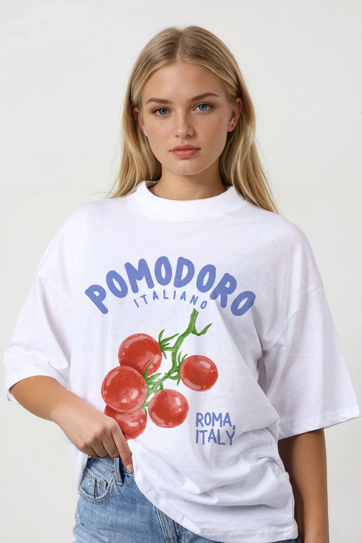 150GSM Oversized T-Shirt in Pomodoro Tomatoes Print