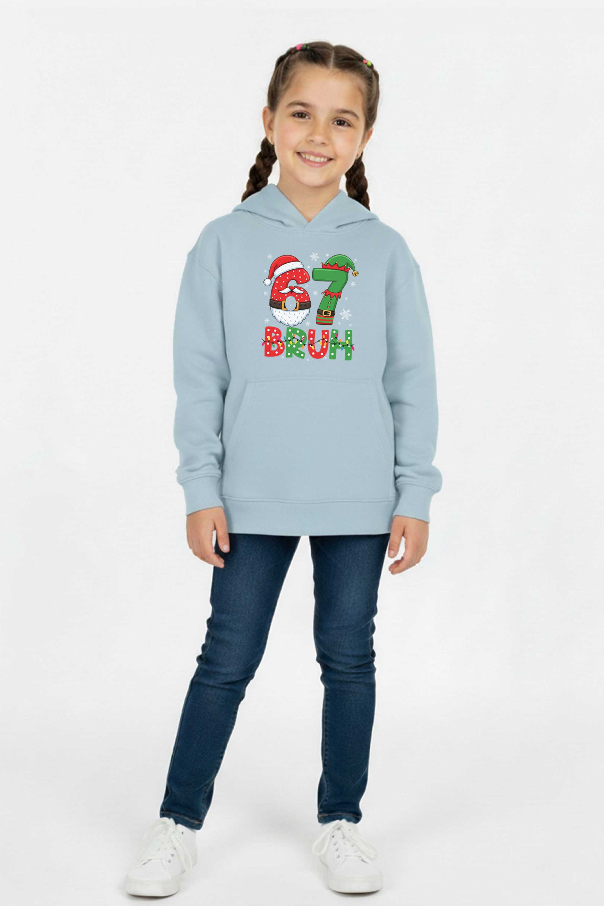 Kids 67 BRUH Christmas Graphic Printed Hoodie