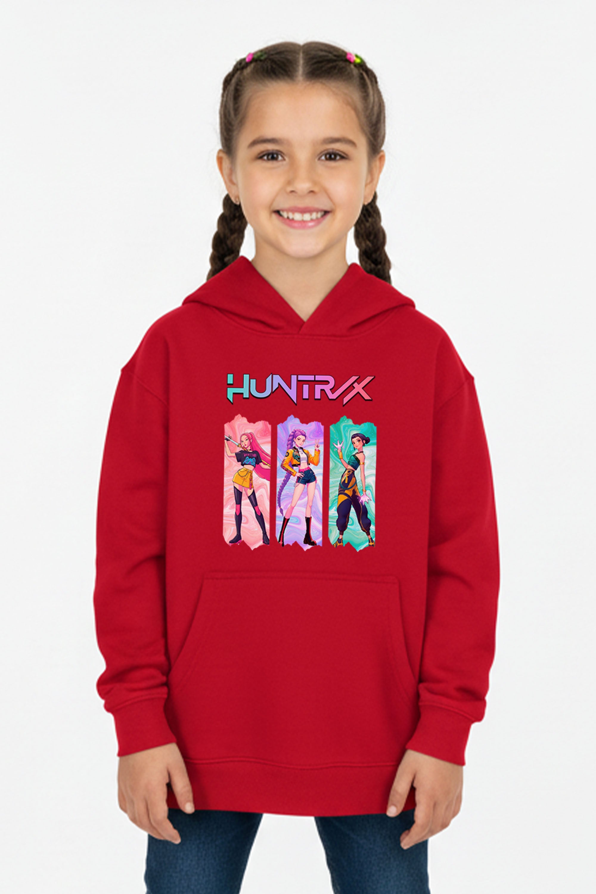 Kids K-pop Trio Graphic Printed Hoodie