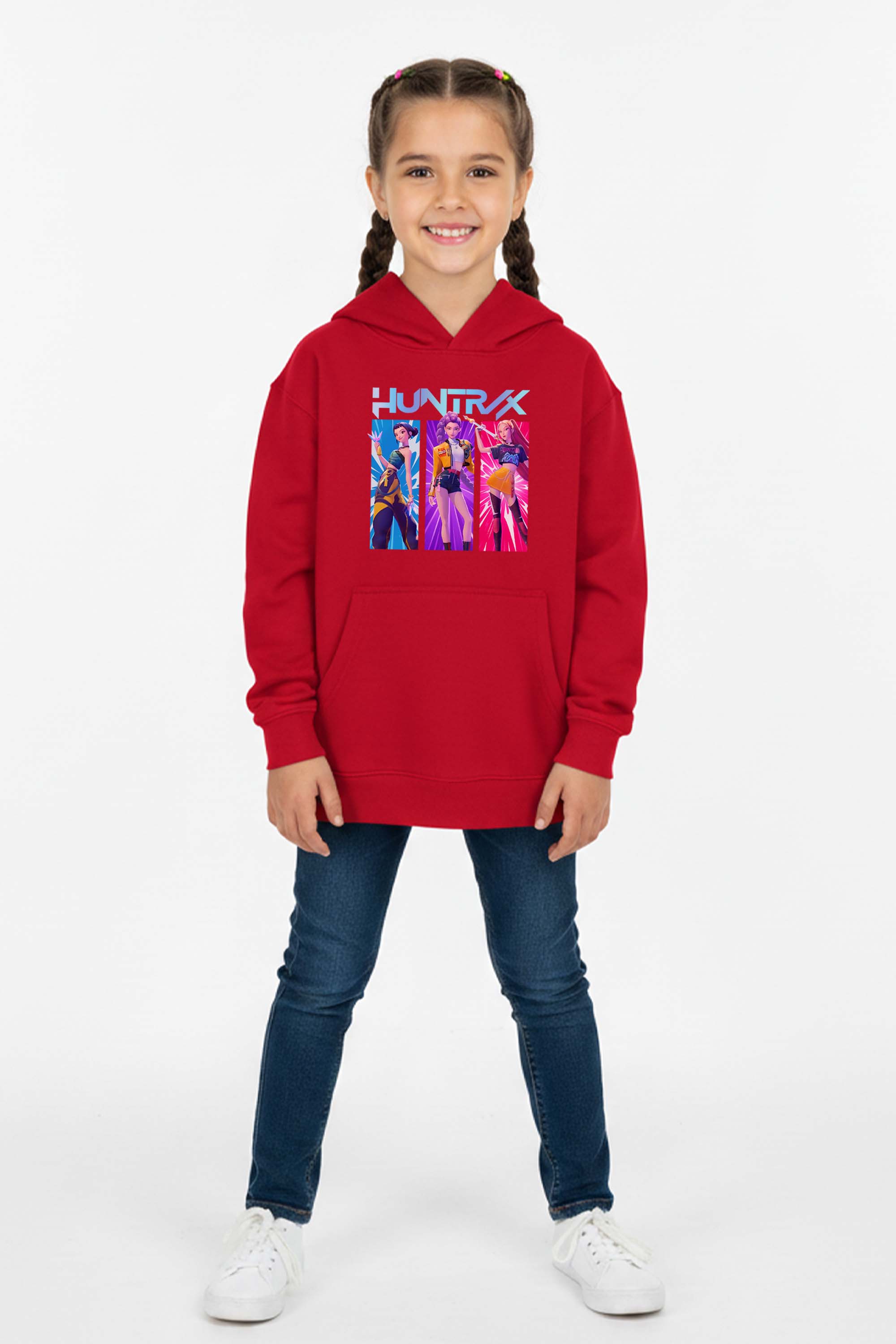 Kids K-Pop Girl Trio Graphic Printed Hoodie