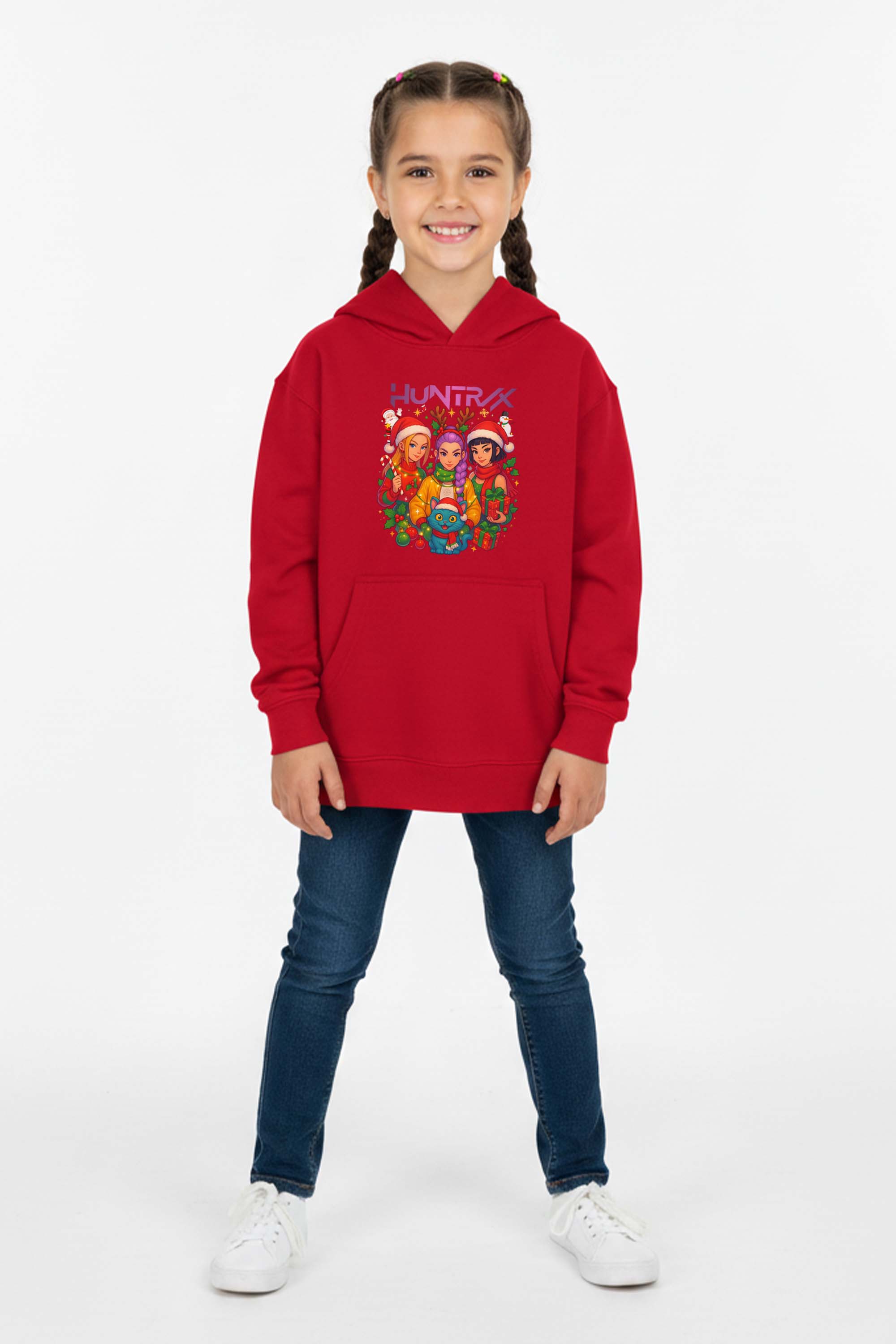 Kids K-Pop Christmas Squad Graphic Printed Hoodie