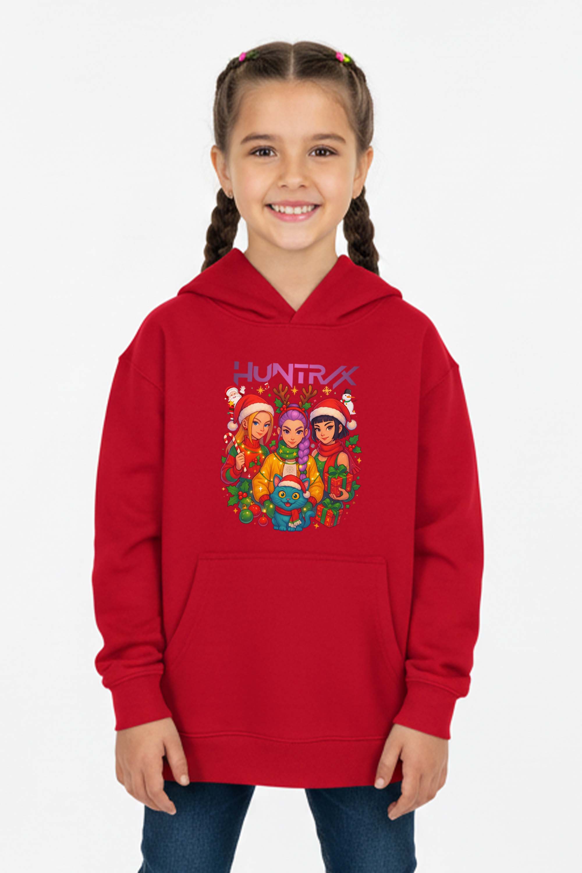 Kids K-Pop Christmas Squad Graphic Printed Hoodie