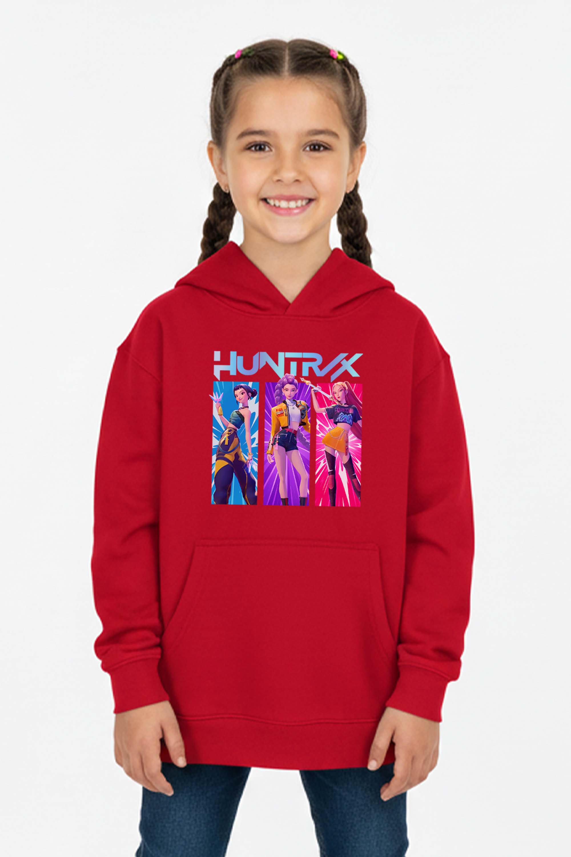 Kids K-Pop Girl Trio Graphic Printed Hoodie