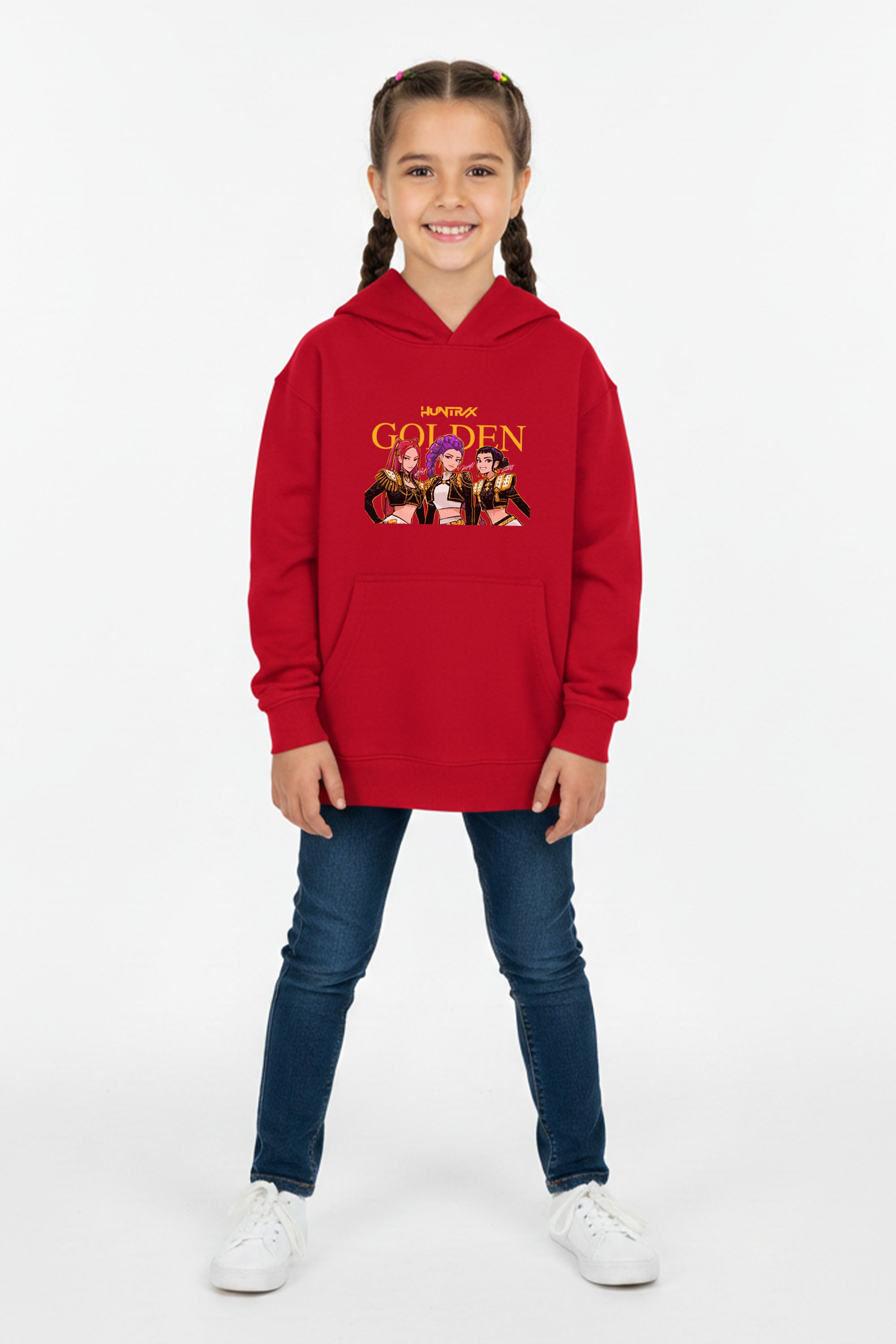 Kids K-Pop Golden Trio Graphic Printed Hoodie