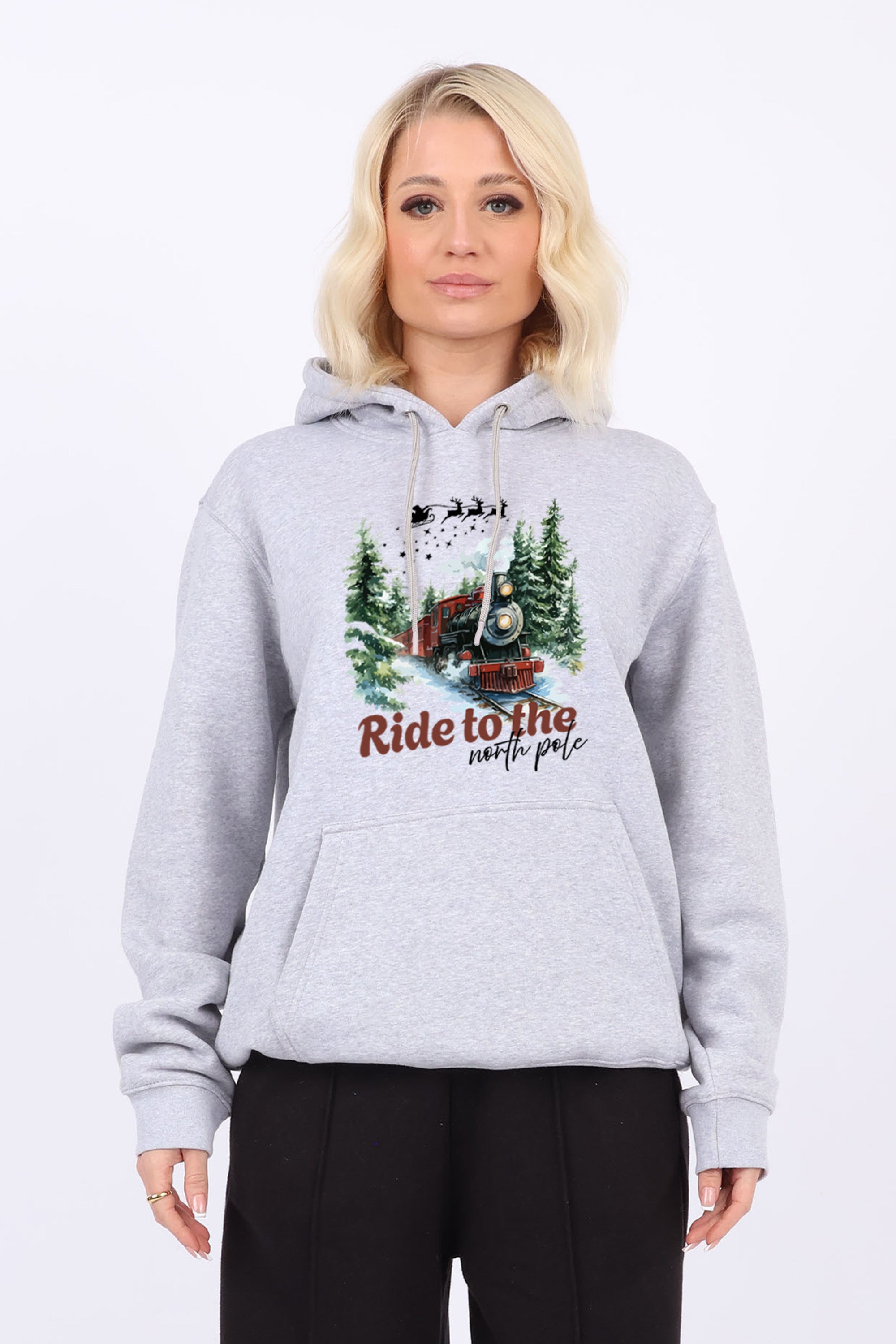 Unisex Heavy Blend North Pole Christmas Printed Hoodies