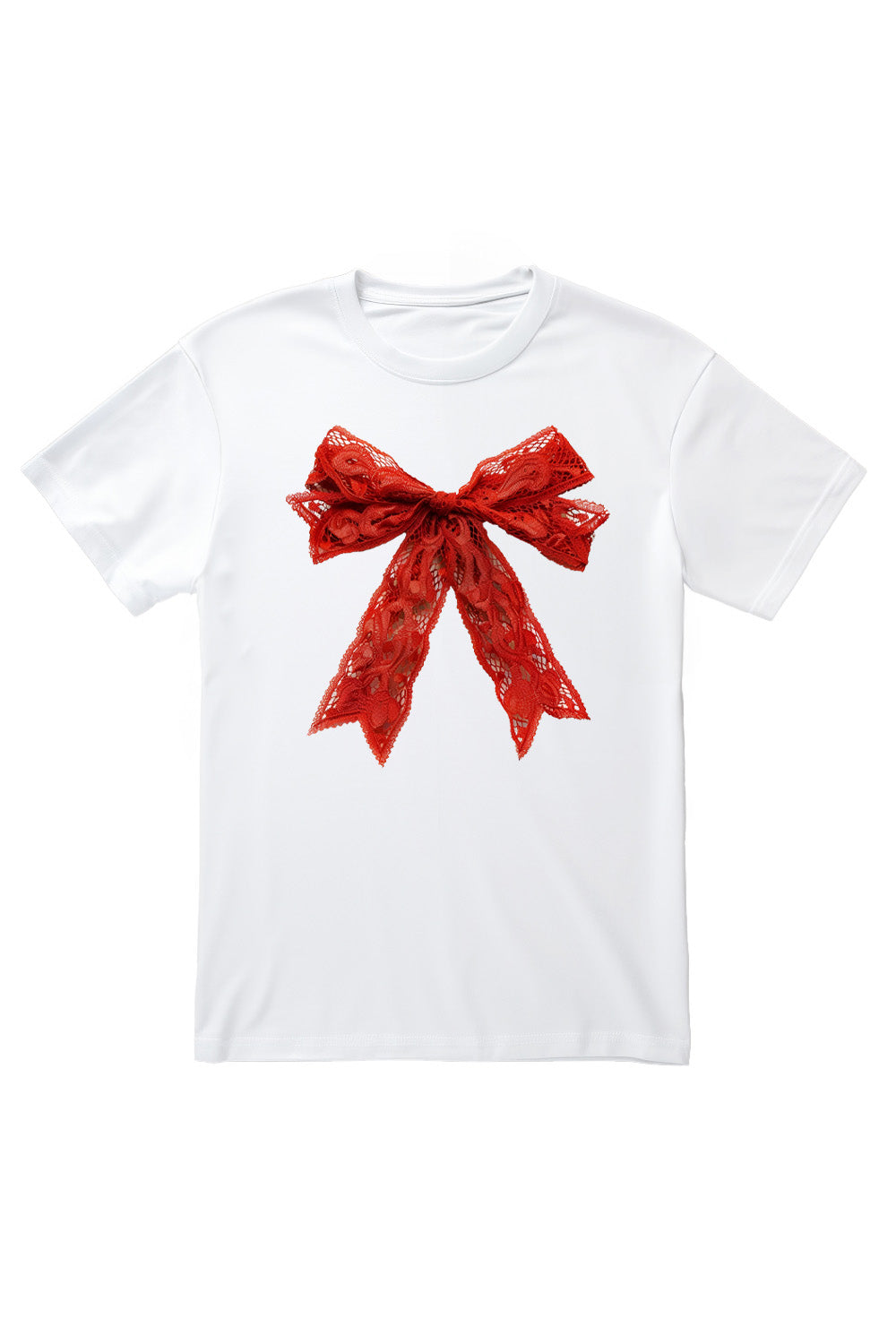 Red Lace Bow T-Shirt in White (Custom Packs)