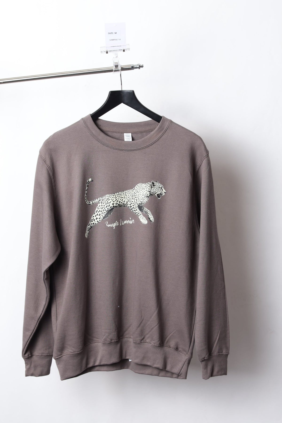 LEOPARD PRINT CHARCOAL SWEATSHIRT (SIZE M) - SAMPLE