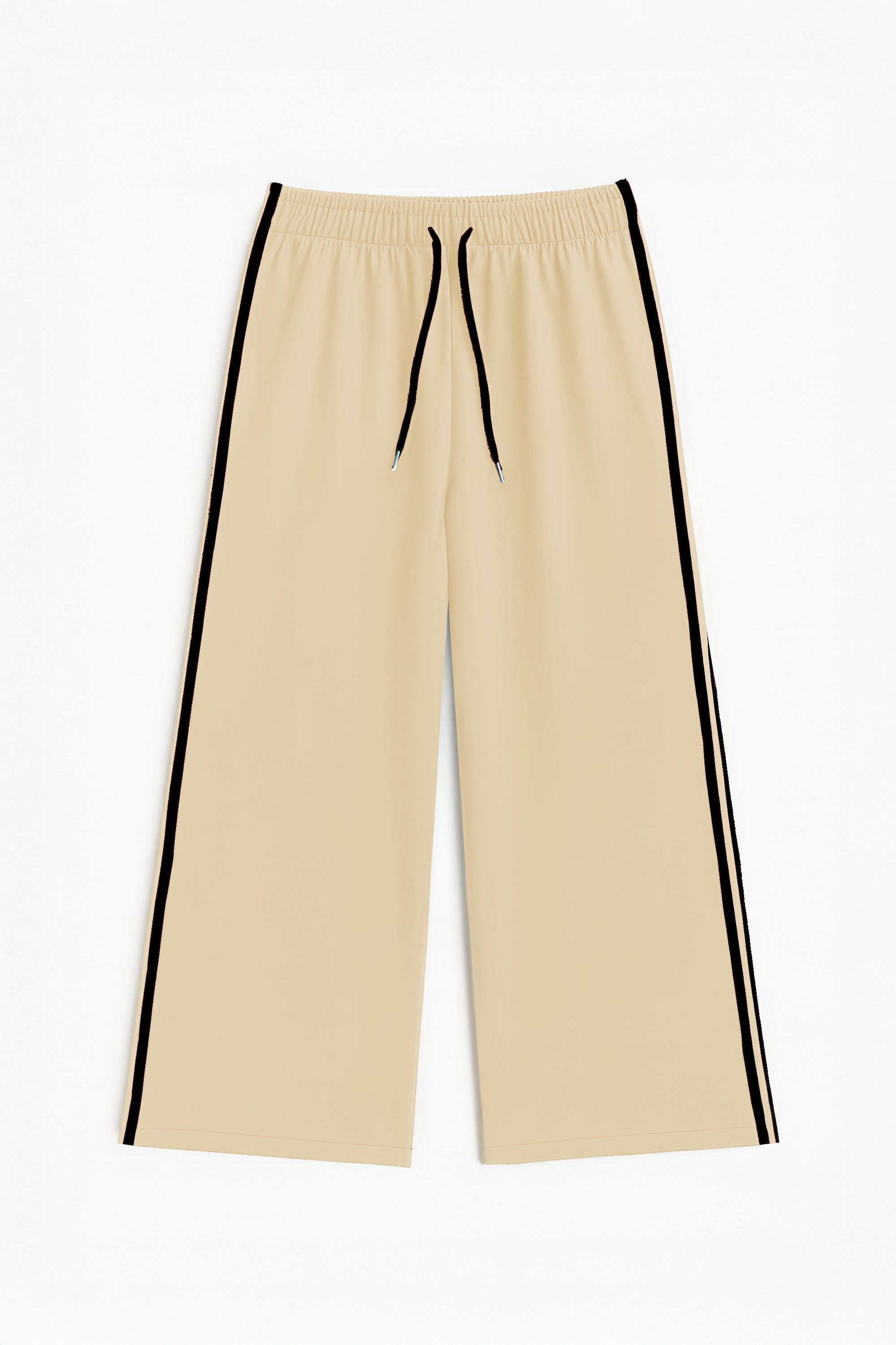 Sand wide pants with black stripes