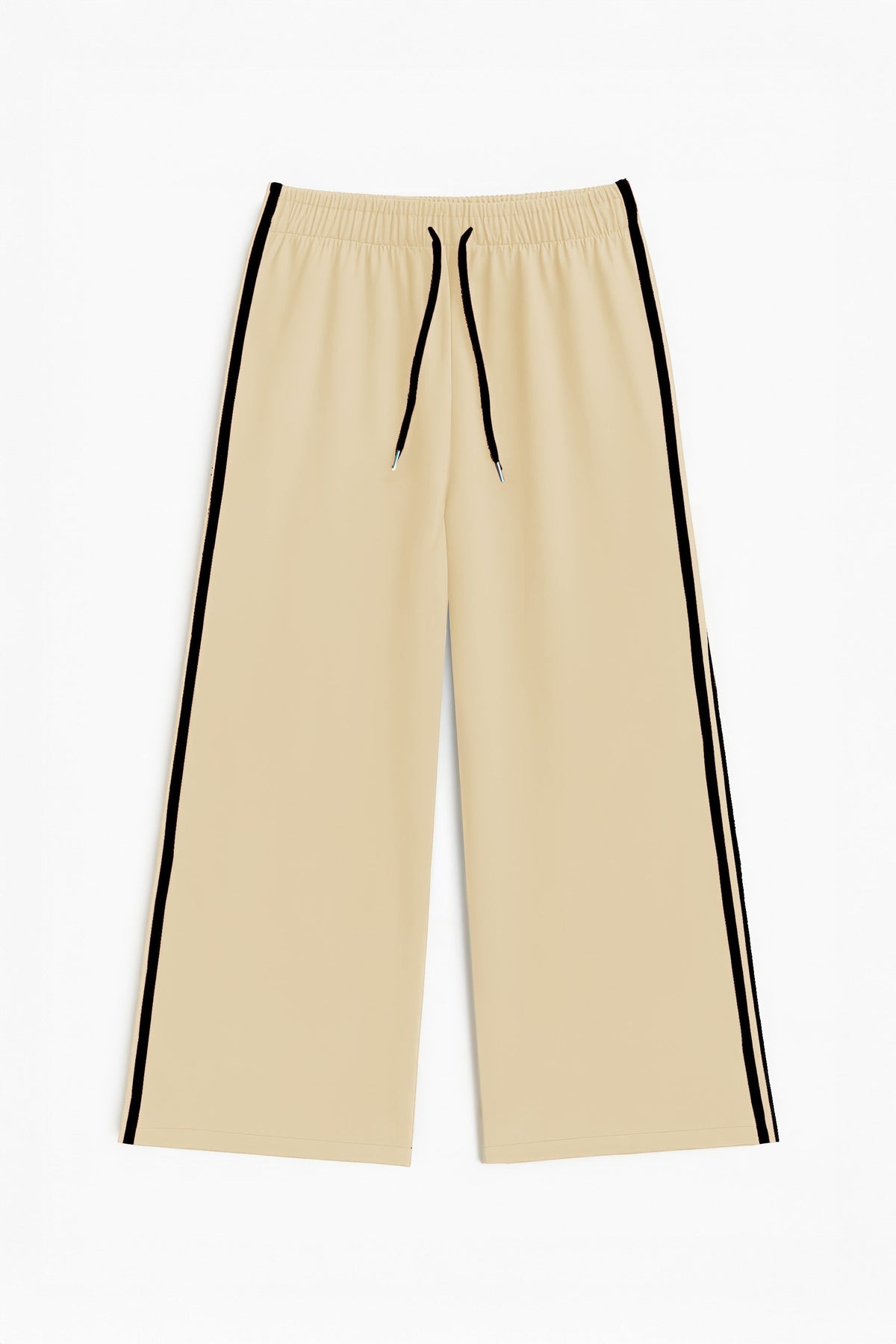 Sand wide pants with black stripes