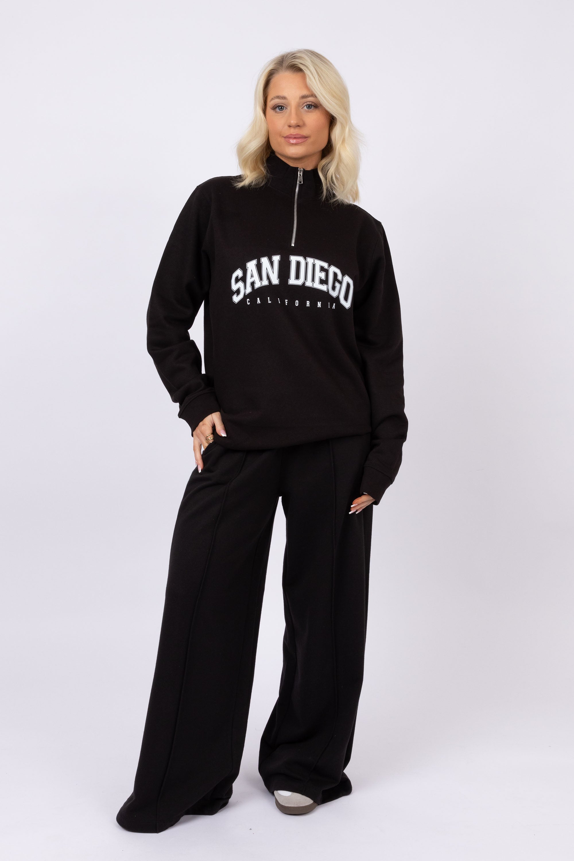 Unisex 1/4 Zip Neck San Diego California Printed Sweatshirt