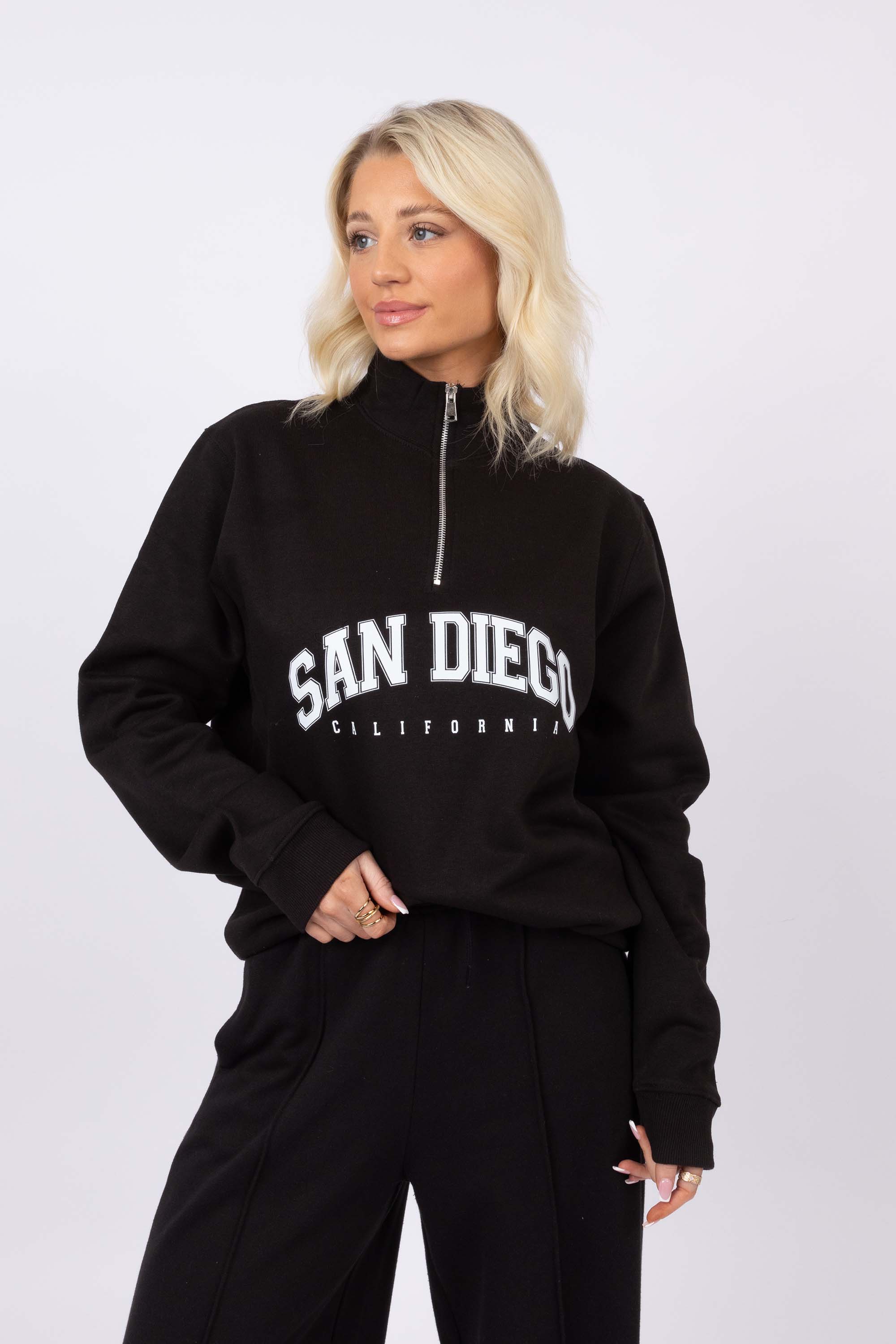 Unisex 1/4 Zip Neck San Diego California Printed Sweatshirt