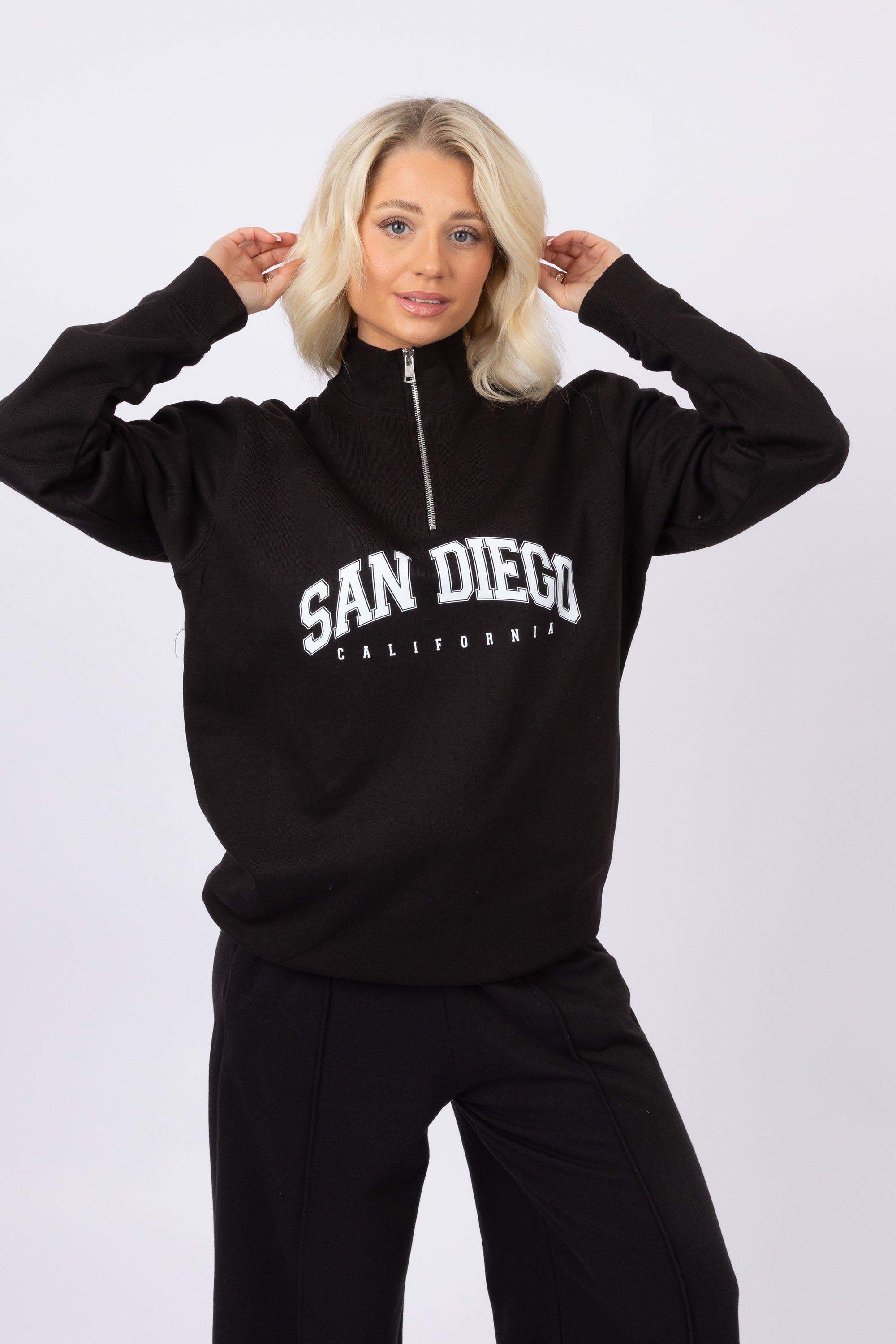 Unisex 1/4 Zip Neck San Diego California Printed Sweatshirt