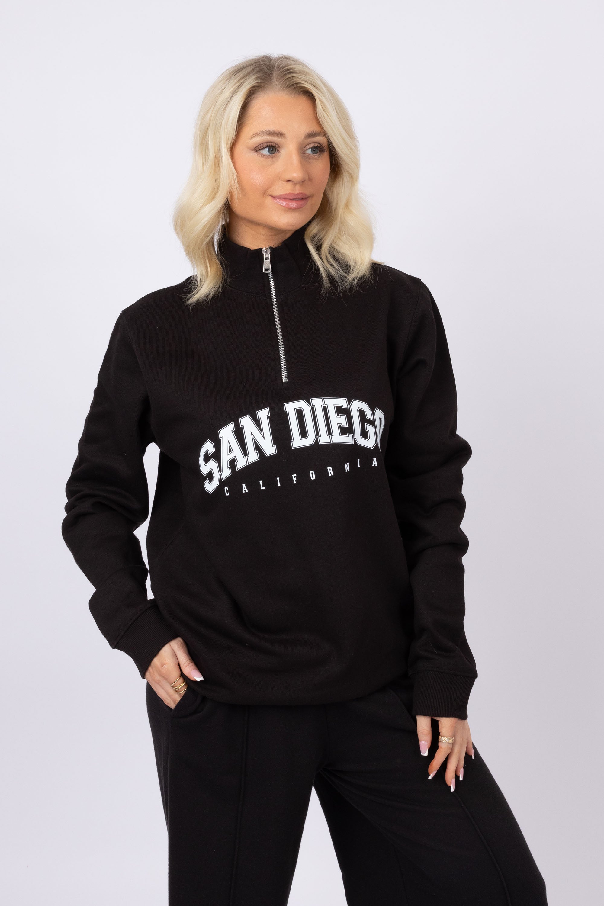 Unisex 1/4 Zip Neck San Diego California Printed Sweatshirt