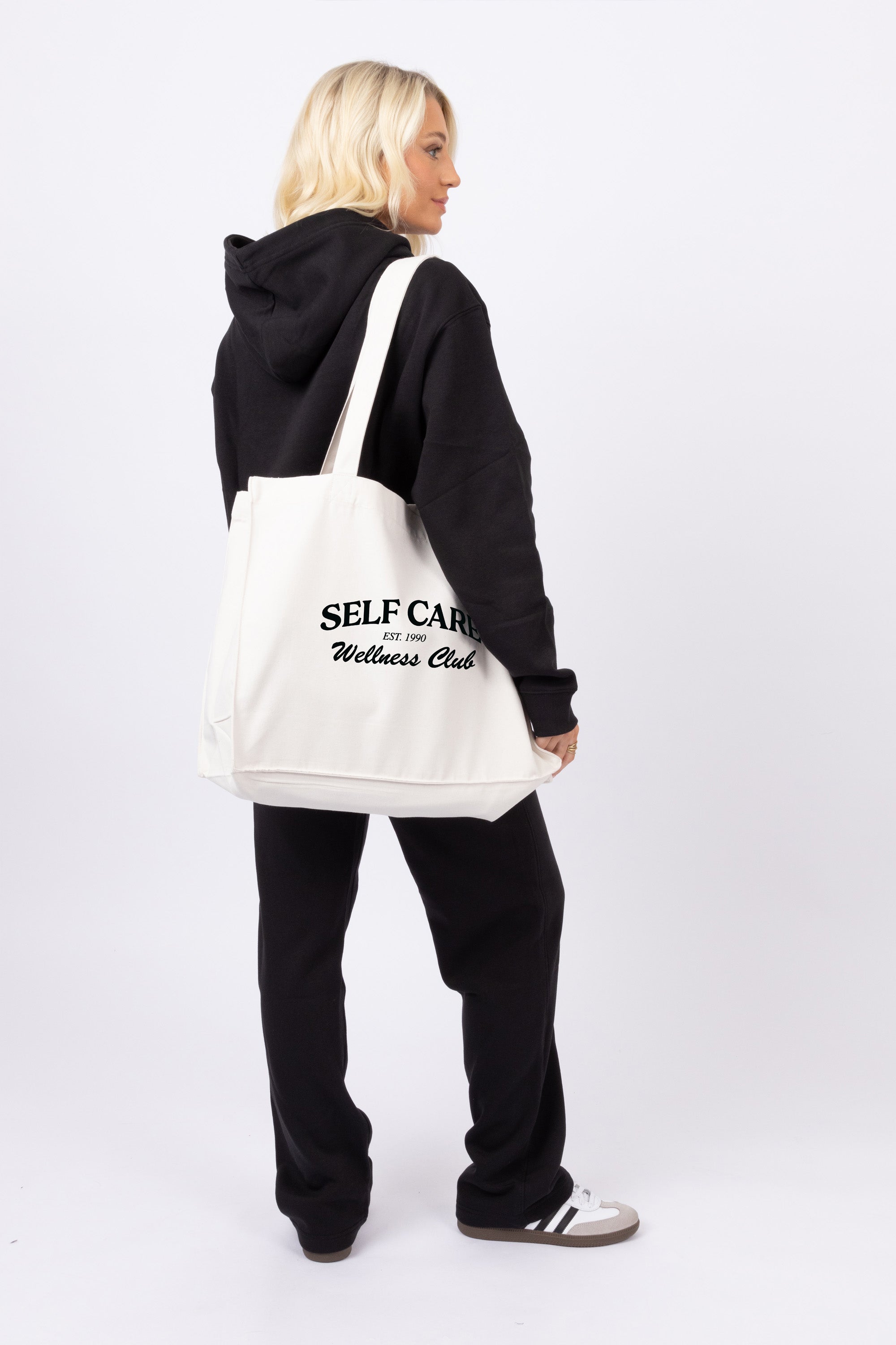 Self Care Wellness Printed Woven Shopping Tote Bag